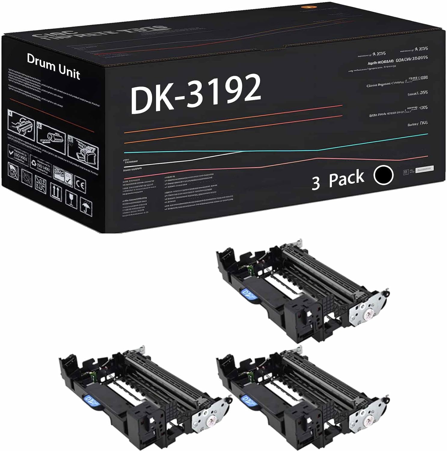 Wondrx DK-3192 Drum Unit Compatible with Kyocera ECOSYS M3655idn M3660idn M3860idn M3860idnf Printers, High Yield 310000 Pages (3 Pack Black)