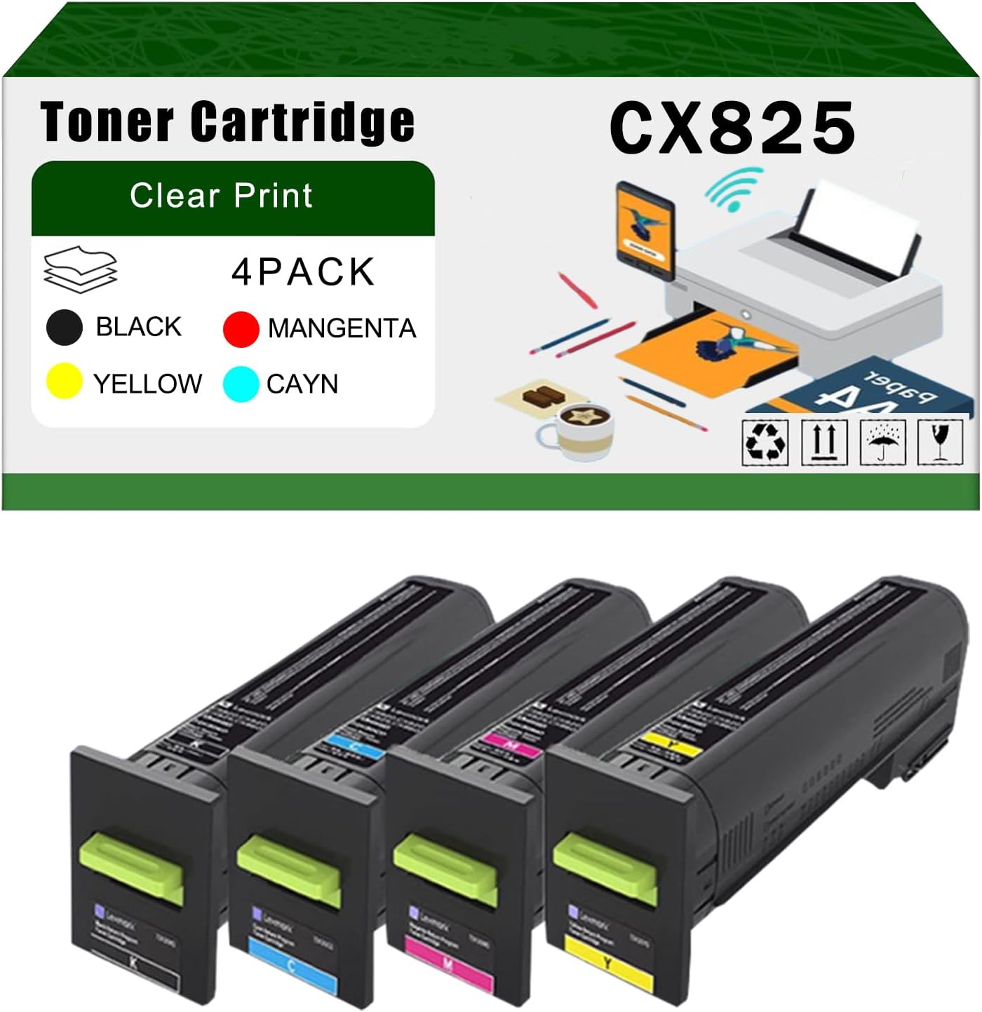 CX825 Toner Cartridge Compatible for Lexmark CX825de CX825dte CX825dtfe CX860de CX860dte CX860dtfe Printers, High Yield 8000 Pages Bright Clear Colors (Multicolor)
