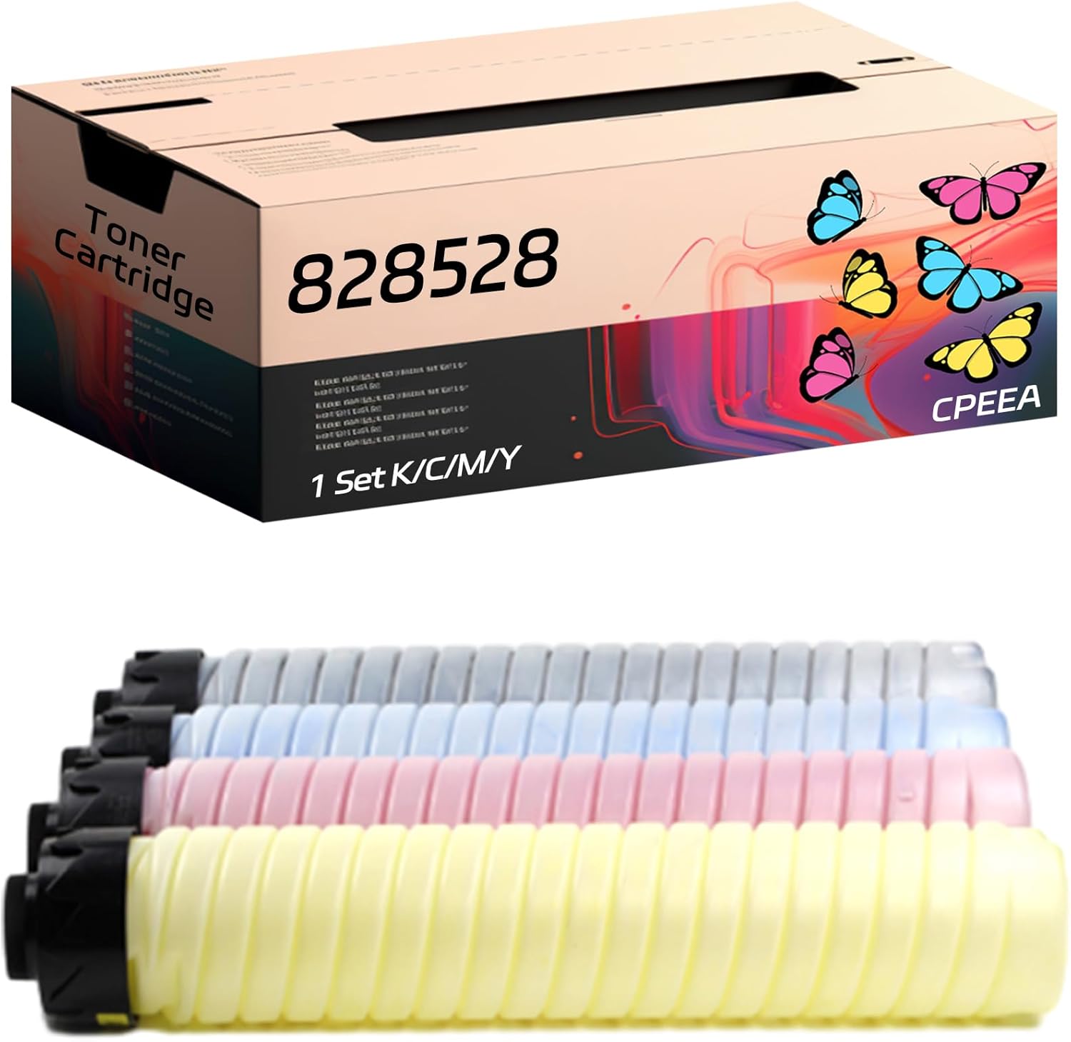 Compatible for Lanier 828528 Toner Cartridge Work for Lanier Pro C7200e Pro C7210sx Pro C7210x Printers, with Chip, High Yield 45000 Pages, Clear Printing (4-Pack BK/C/M/Y)