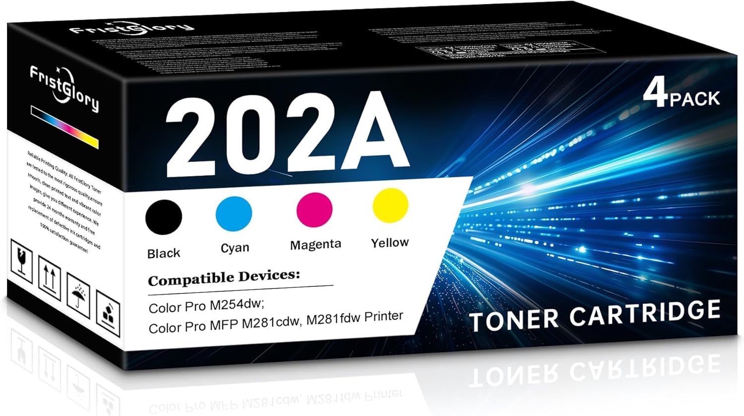 202A Toner Cartridges 4-Pack (1 Black,1 Cyan,1 Yellow,1 Magenta) Replacement for HP 202A CF500A CF501A CF502A CF503A Compatible for Color Pro M254 M254dw Color Pro MFP M281, M281cdw, M281fdw Printer