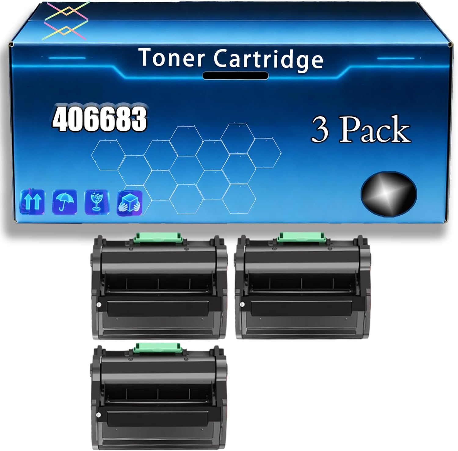 406683 Toner Cartridge Compatible for Ricoh Aficio SP 5200DN SP 5200S SP 5210DN SP 5210SF SP 5210SR Printers, with Chip, Bright Colors Clear Printing (3 Pack Black)