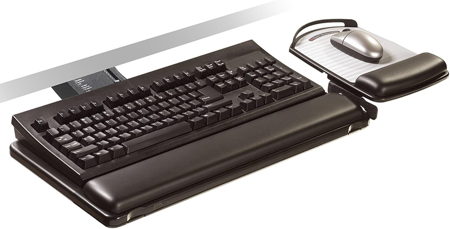 3M Sit/Stand Easy Adjust Keyboard Tray with Adjustable Keyboard andMouse Platform, 23 in Track