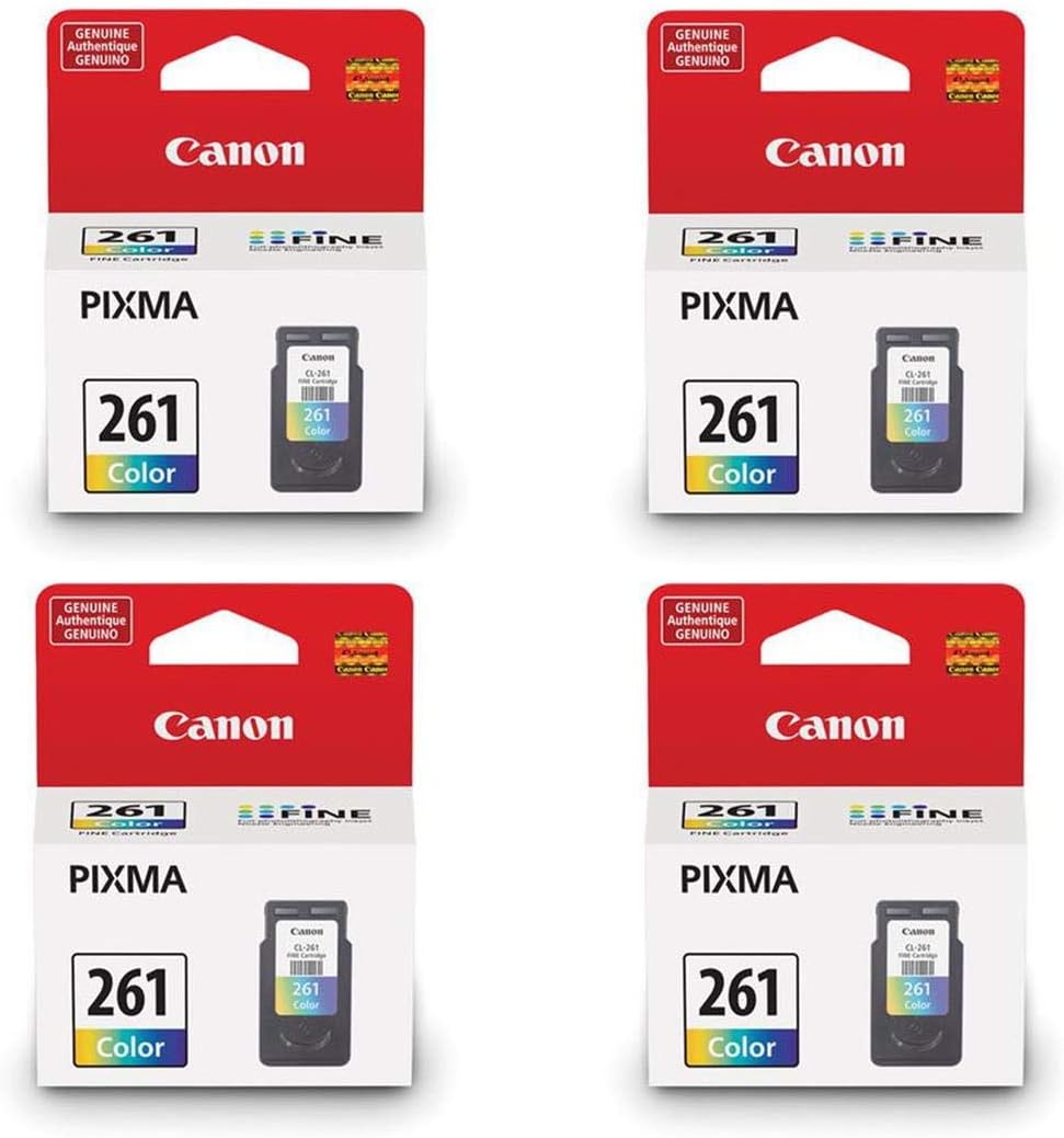 Canon 4 Pack CL-261 Color Ink Cartridge for PIXMA TR7020, TR7020a, TS5320, TS6420, TS6420a Printers