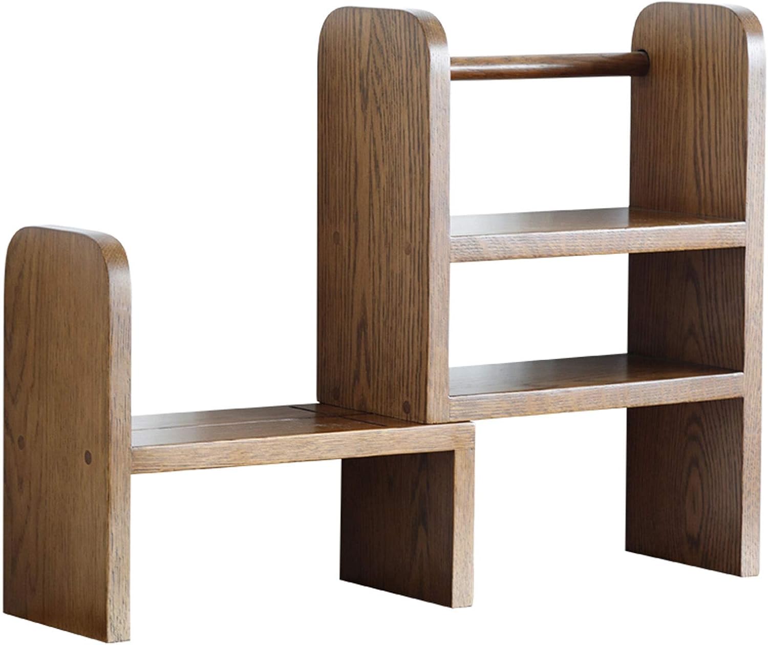 NEWCES Bookshelf Adjustable Desktop Bookshelf Bookcase，Large Office Desk Display Rack Storage Rack for Office & Home Bookshelves (Brown for Bedroom Living Room and Home Office