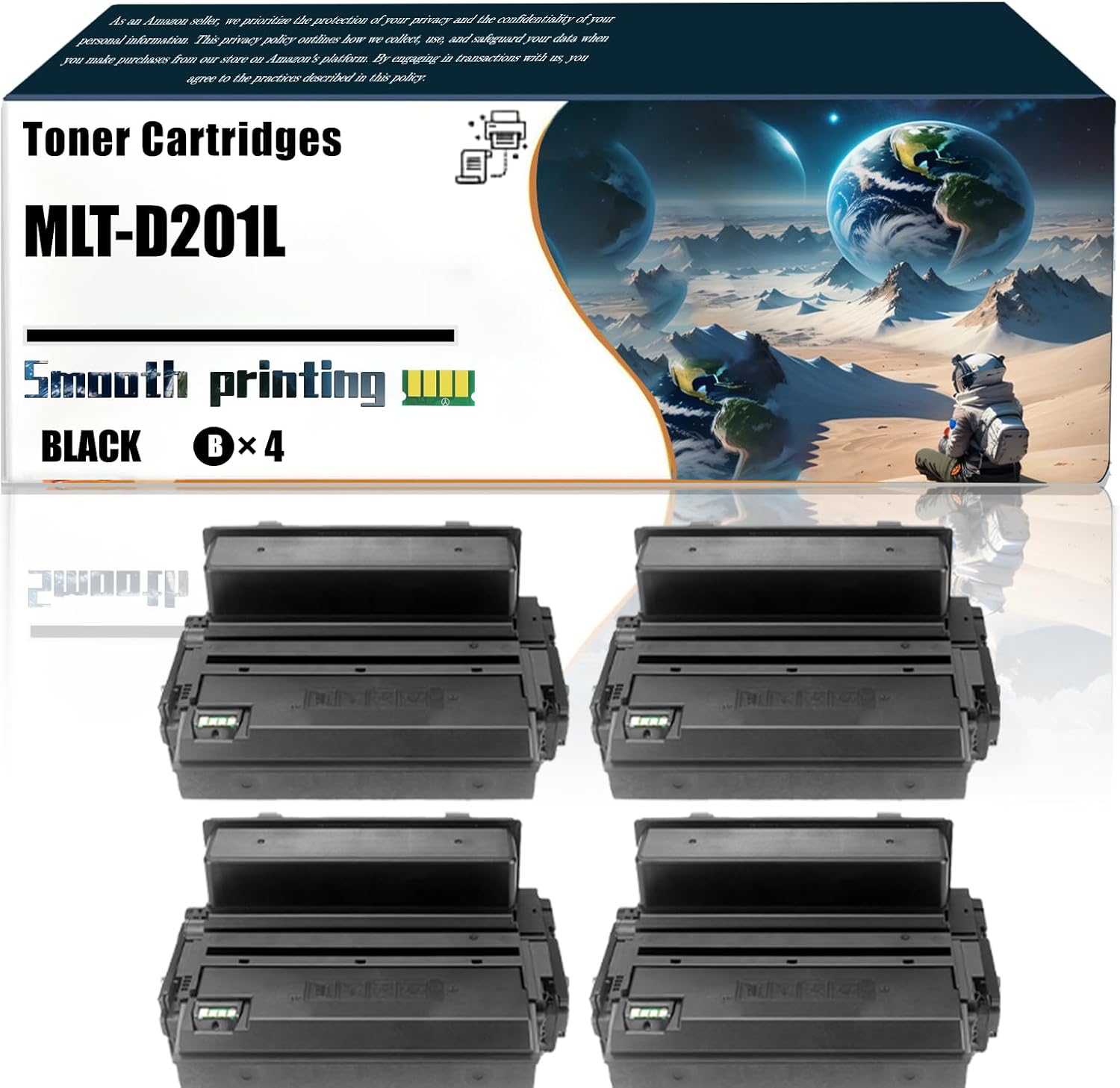 Replacement Parts Toner Cartridges MLT-D201L Compatible with Samsung ProXpress M4030ND M4080FX Printers, Contains Chip and Clear Printing (4 Pack Black)
