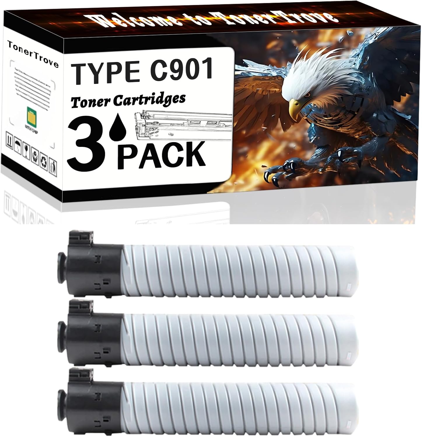 AGNNQ Type C901 Toner Cartridges Compatible for Ricoh Pro C901 C901S Printers, Office Printing is Easy Clear Smooth (3 Pack Black)