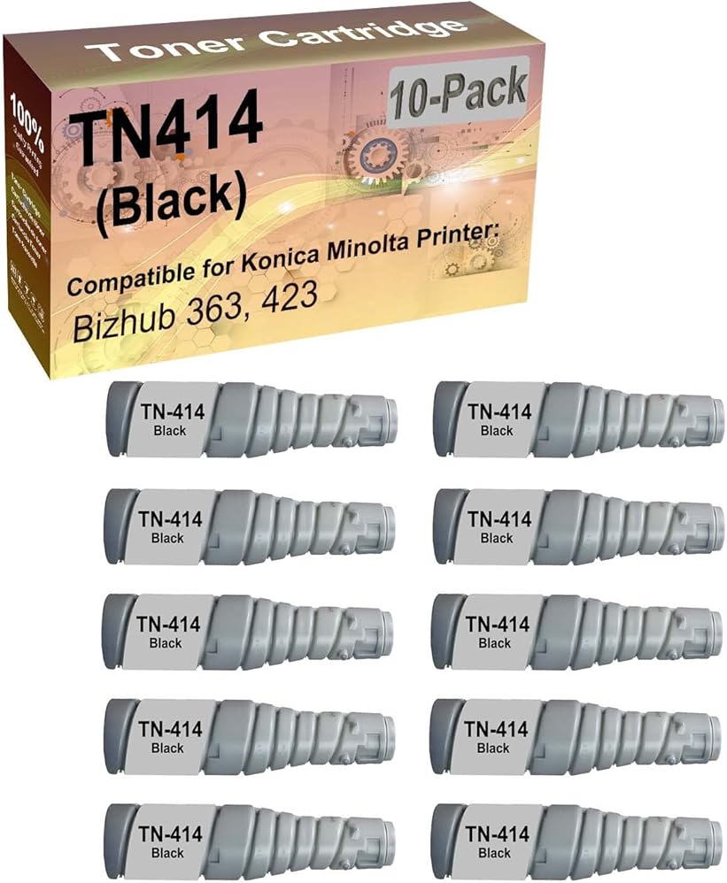 SINIYA 10-Pack Compatible High Yield 363, 423 Printer Cartridge Replacement for Konica Minolta TN414 TN-414 (A202030) Toner Cartridge (Black)