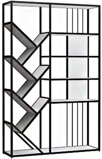 Independent Bookshelf Nordic Minimalist Bookshelf Industrial Wind Bookcase Living Room Partition Decorative Rack Office Wrought Iron Shelf Organizer (Color : C, Size : 120 * 30 * 180cm)