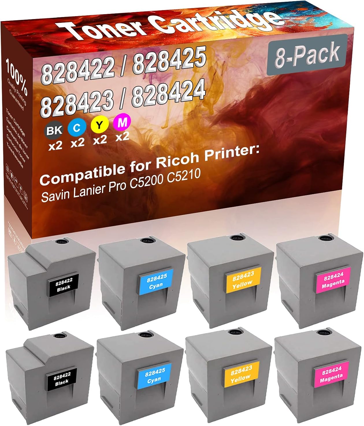 Credibility Store 8-Pack (2BK+2C+2Y+2M) Compatible Savin Lanier Pro C5200 C5210 Laser Toner Cartridge (High Capacity) Replacement for Ricoh 828422 828425 828423 828424 Printer Toner Cartridge