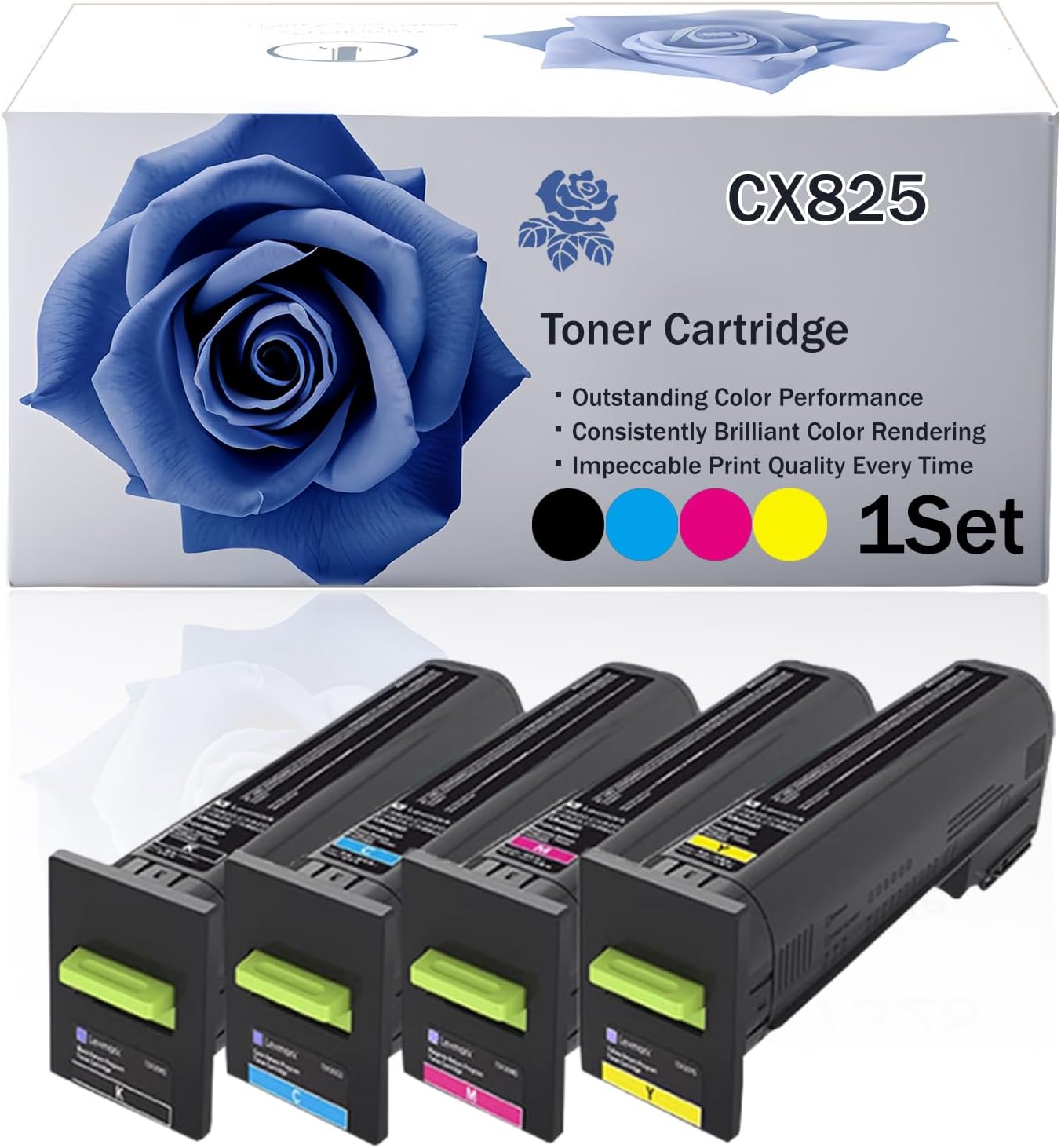CX825 72K00KG 72K00CG 72K00MG 72K00YG High Yield Toner Cartridge Compatible for Lexmark CX825de CX825dte CX825dtfe CX860de CX860dte CX860dtfe Printer, Premium Print Performance (Multicolour)