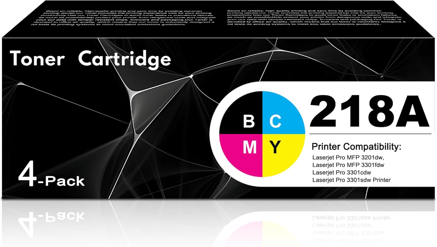 218A Toner Cartridges 4 Pack (with Chip) Replacement for HP 218A 218X High Yield Toner Cartridges Color Laser Jet Pro 3201dw MFP 3301 3301fdw 3301sdw 3301cdw Printer (Black Cyan Yellow Magenta)