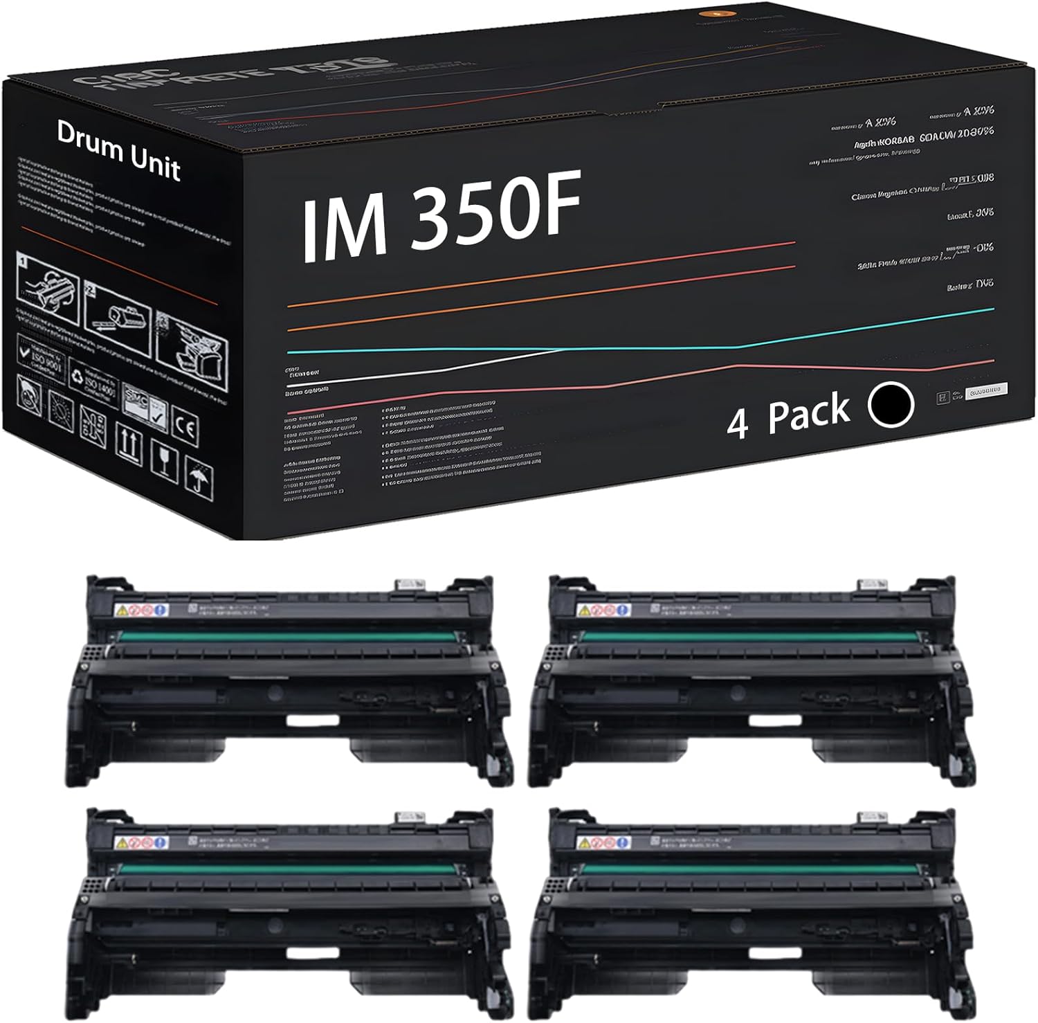 UVUMB Compatible with Ricoh IM 350F Drum Unit Work for Ricoh IM 350F 430F 430Fb Printers, with Chip, High Yield 50000 Pages, High-Definition Printing (4 Pack Black)