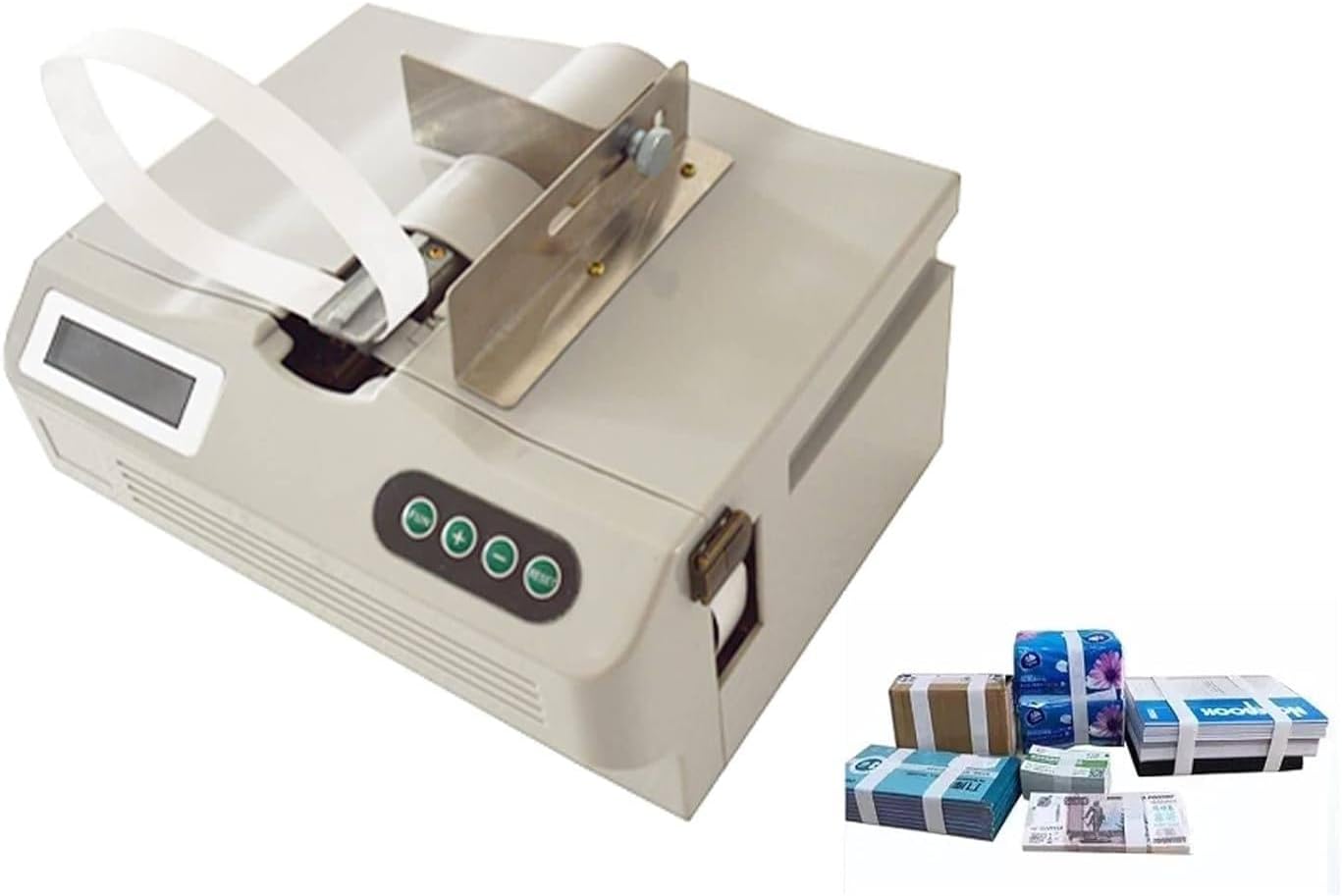 FJYAWEN Intelligent Induction Automatic Paper Tape Binding Machine, Banknote Binding Machine, with Counting Function, with LCD Screen, 24 Times/Min, Document and Receipt Binding Machine
