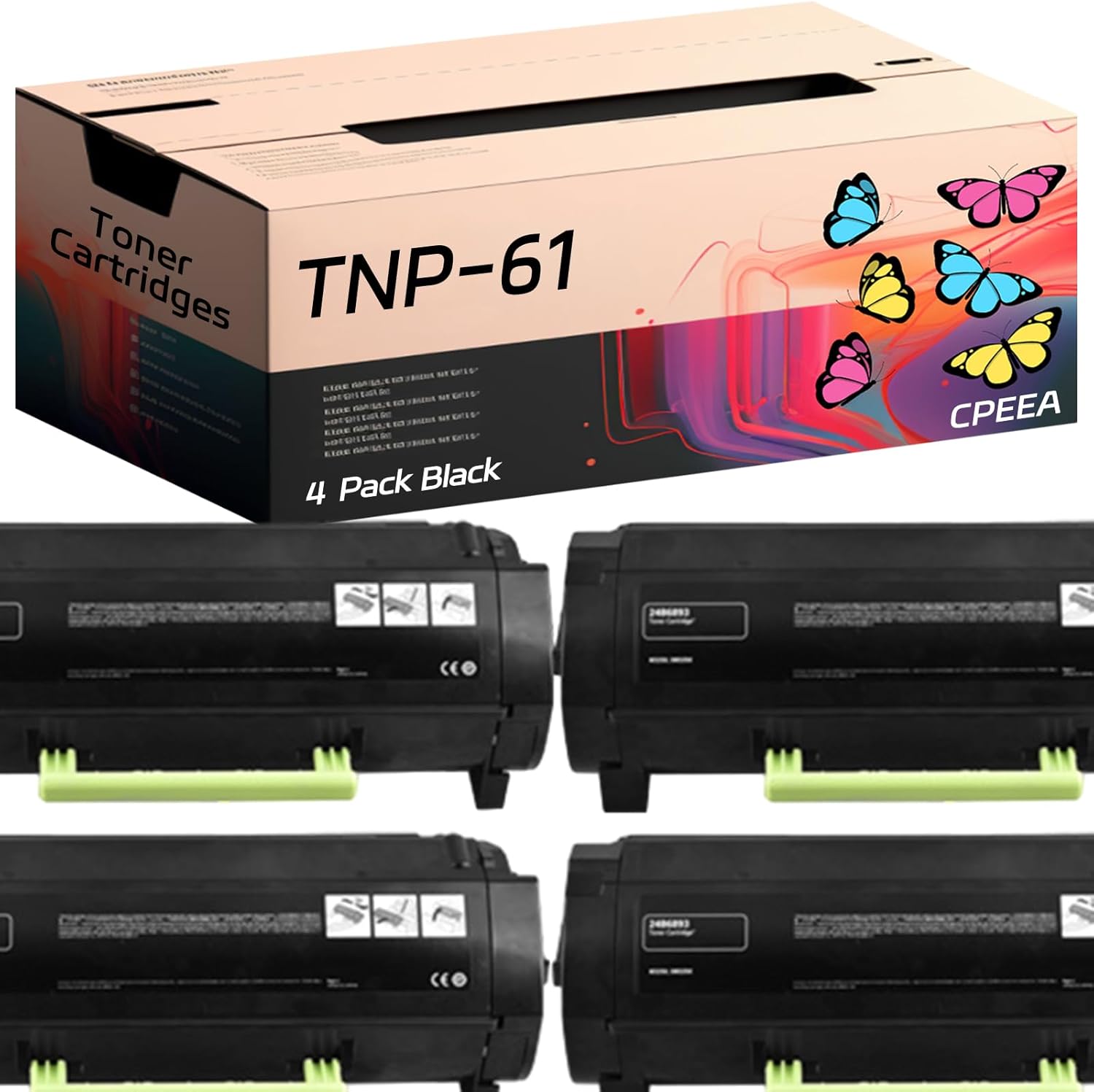 Compatible for Konica Minolta TNP-61 Toner Cartridges Work for Konica Minolta bizhub 4422 Printers, with Chip, High Yield 35000 Pages, Clear Printing (4 Pack Black)