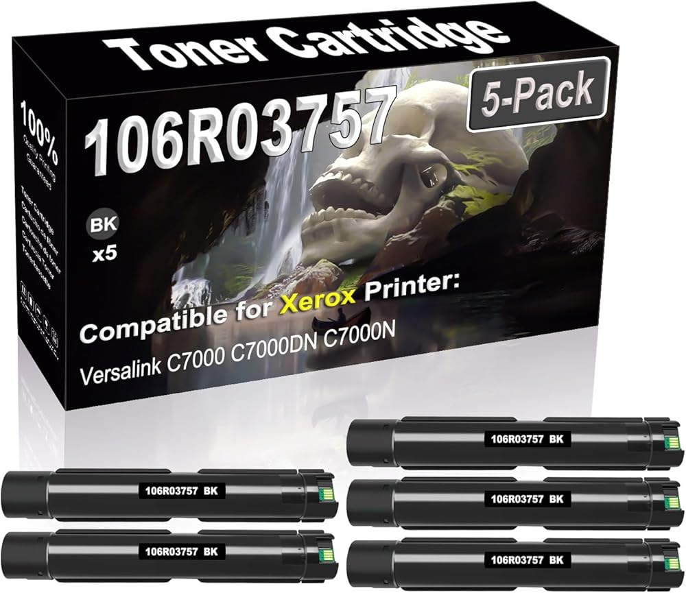 SINIYA 5-Pack (Black) Compatible Versalink C7000 C7000DN C7000N Laser Printer Cartridge (High Capacity) Replacement for 106R03757 Printer Cartridge