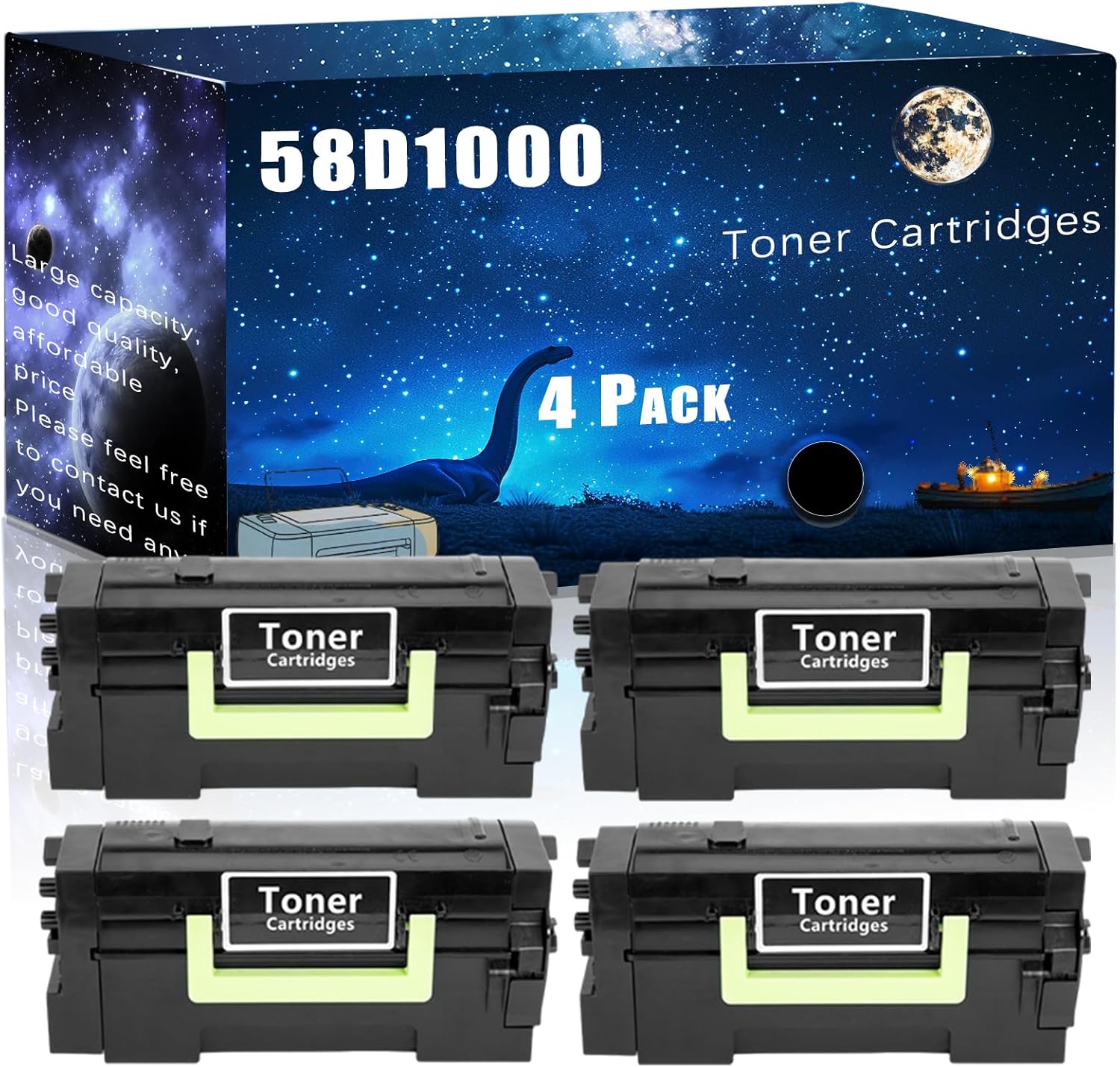 58D1000 Compatible Toner Cartridges Replacement for Lexmark High Yield Compatible MS725dvn 821dn 821n 822de 823dn 823n 825dn 826de Printers, Meet Printing Needs (4 Pack Black)