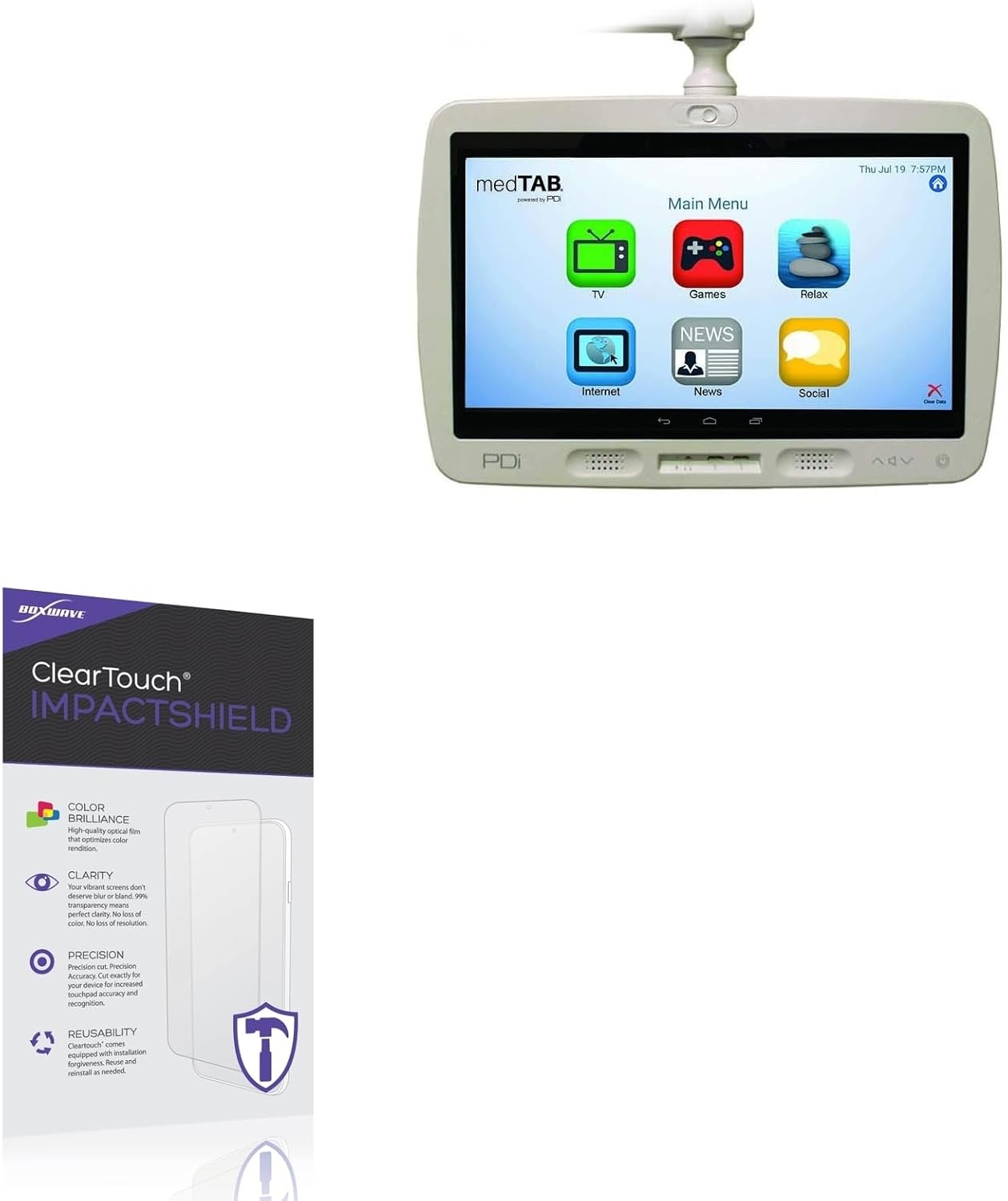 BoxWave Screen Protector Compatible With PDi medTAB19 - ClearTouch ImpactShield (2-Pack), Impenetrable Screen Protector Flexible Film