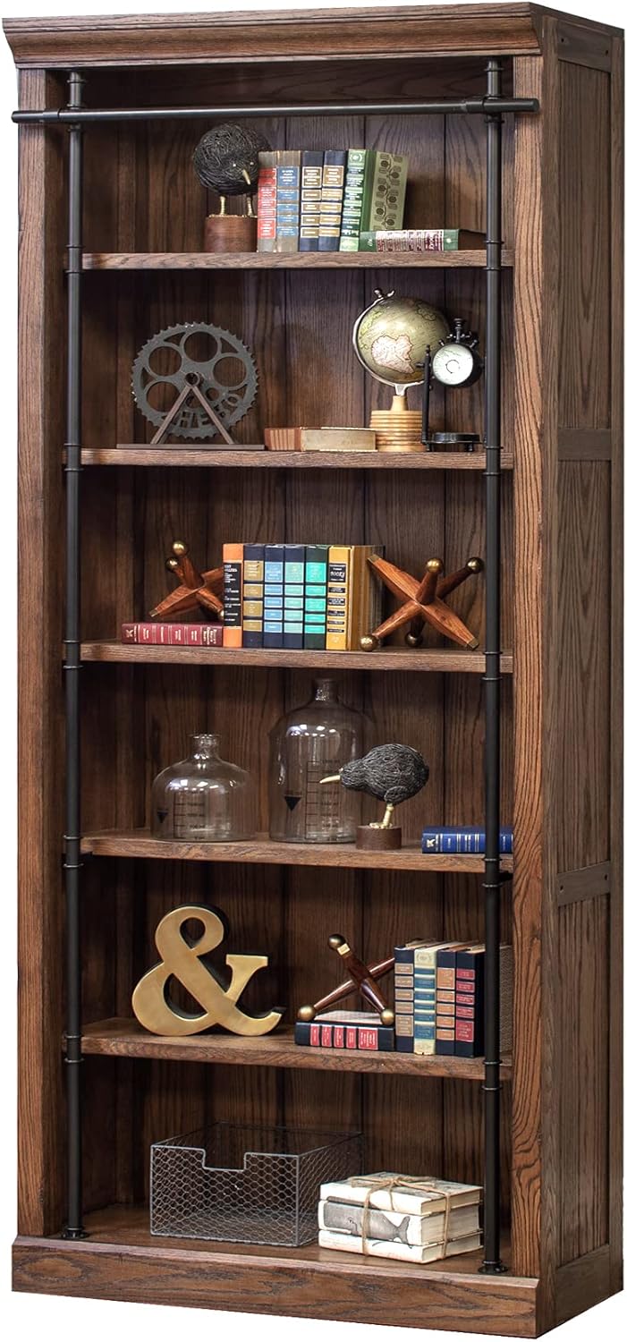 Avondale 8' Tall Wood Bookcase Storage Organizer Display Shelf for Office Fully Assembled Brown