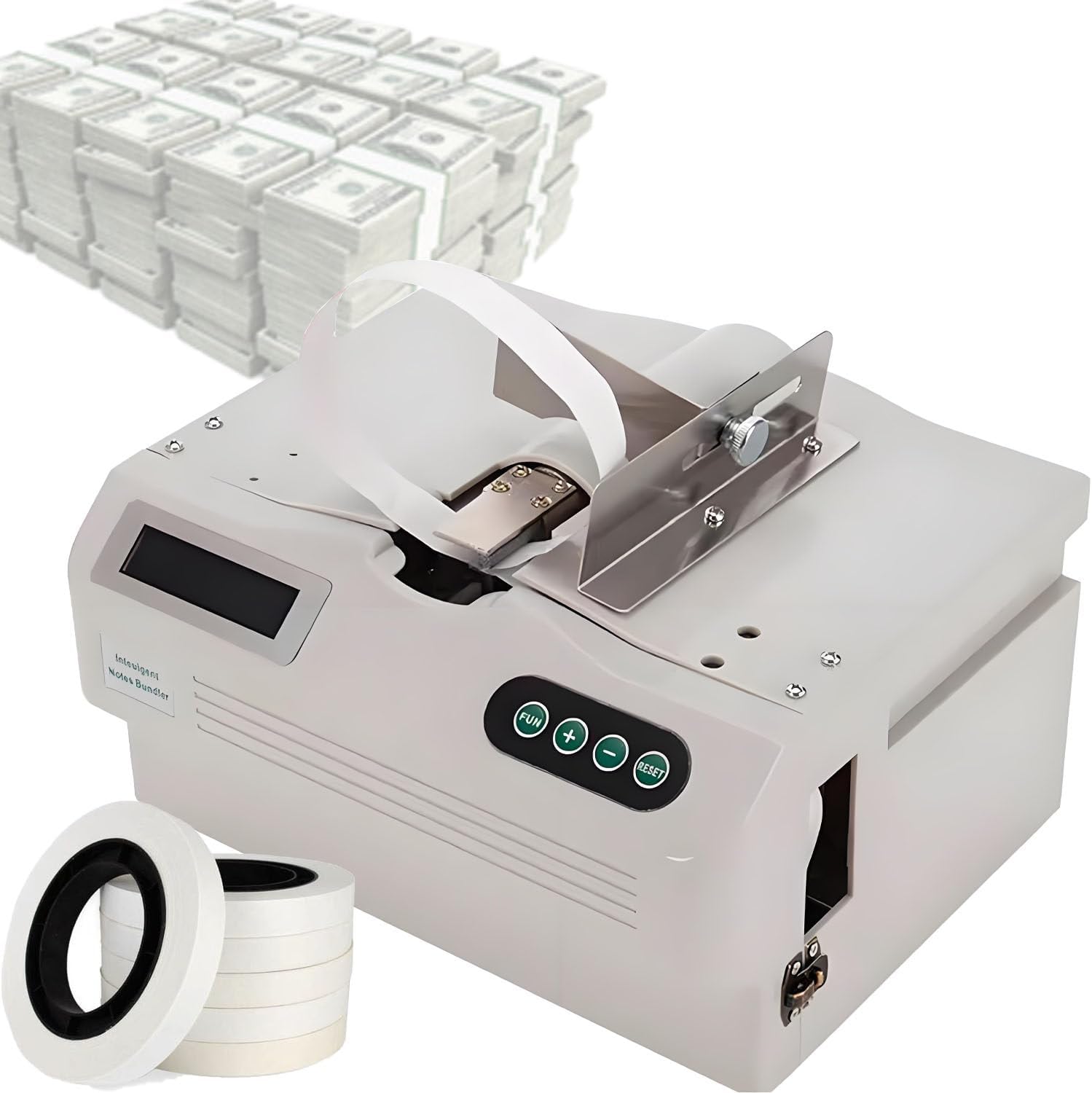 GLBMXDD Intelligent Induction Automatic Paper Tape Binding Machine,Fully Automatic Small Banknote Baling Machine,with Counting Function for Albums,Food, Cards, etc