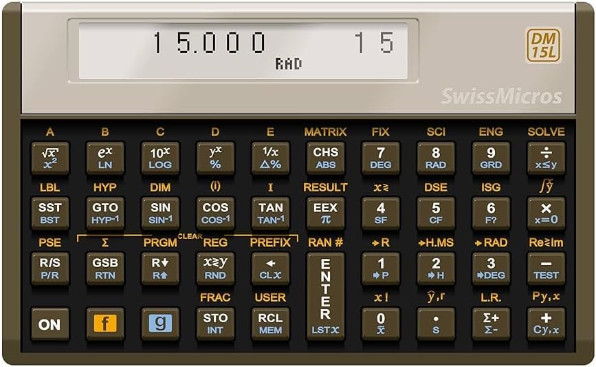 SwissMicros DM15L RPN Calculator – HP 15C Inspired |Titanium Shell | Complex Numbers & Matrix | USB | Root-Solver