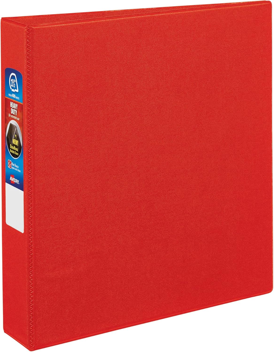 Avery Heavy-Duty Binder with 1.5-Inch One Touch EZD Ring, Red (79585) (Pack of 12)
