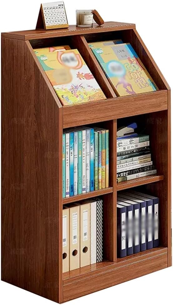 GIZNXBA Bookshelf 3-Tier Open Shelf Bookcase, 4 Cube Storage Organizer, Book Rack Storage with Anti-Tilt Device, Freestanding Book Storage Shelves for Bedroom, Living Room (Color : /Brown)