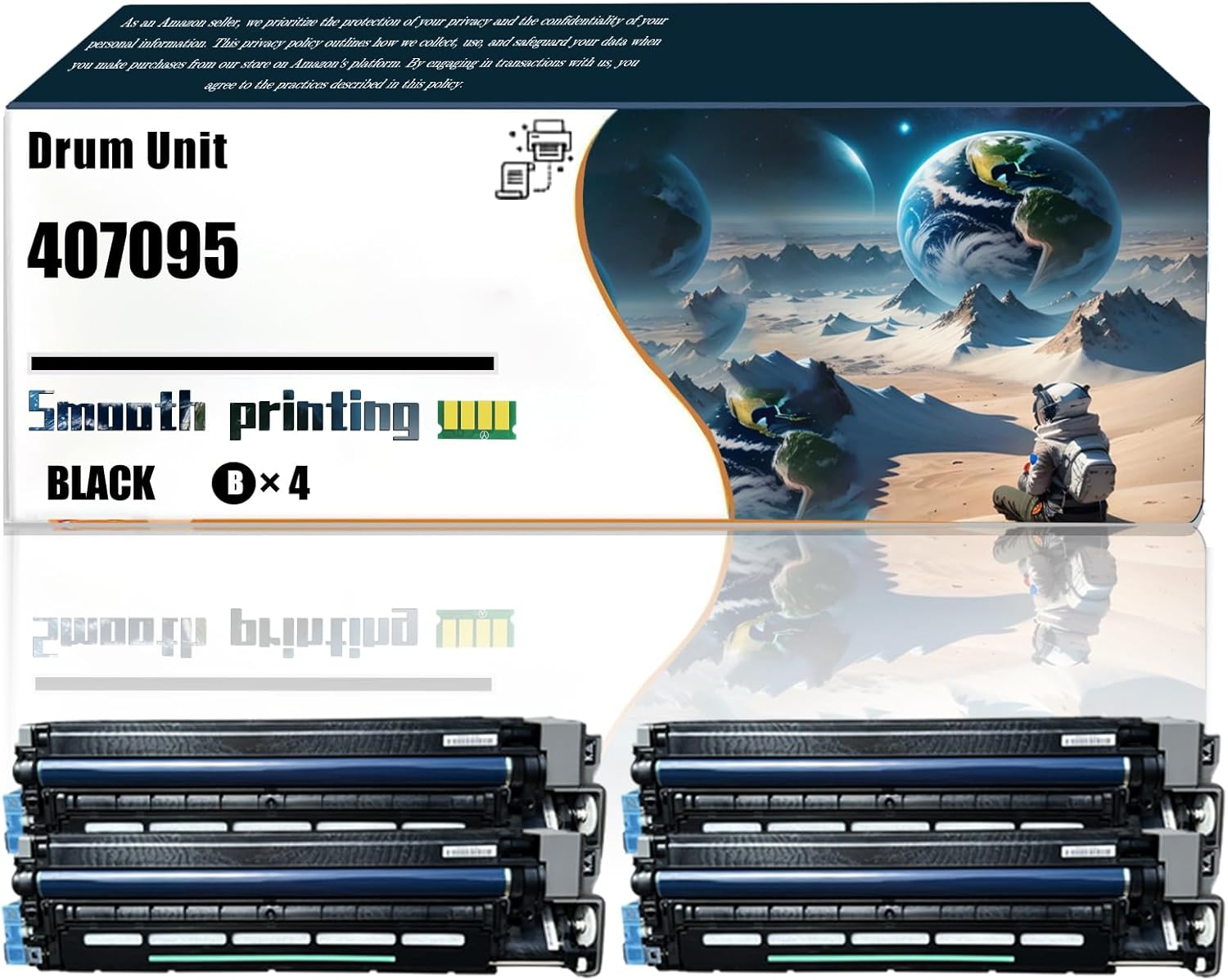 LSSF Replacement Parts Drum Unit 407095 Compatible with Lanier SP C830DN SP C831DN Printers, Contains Chip and Clear Printing (4 Pack Black)