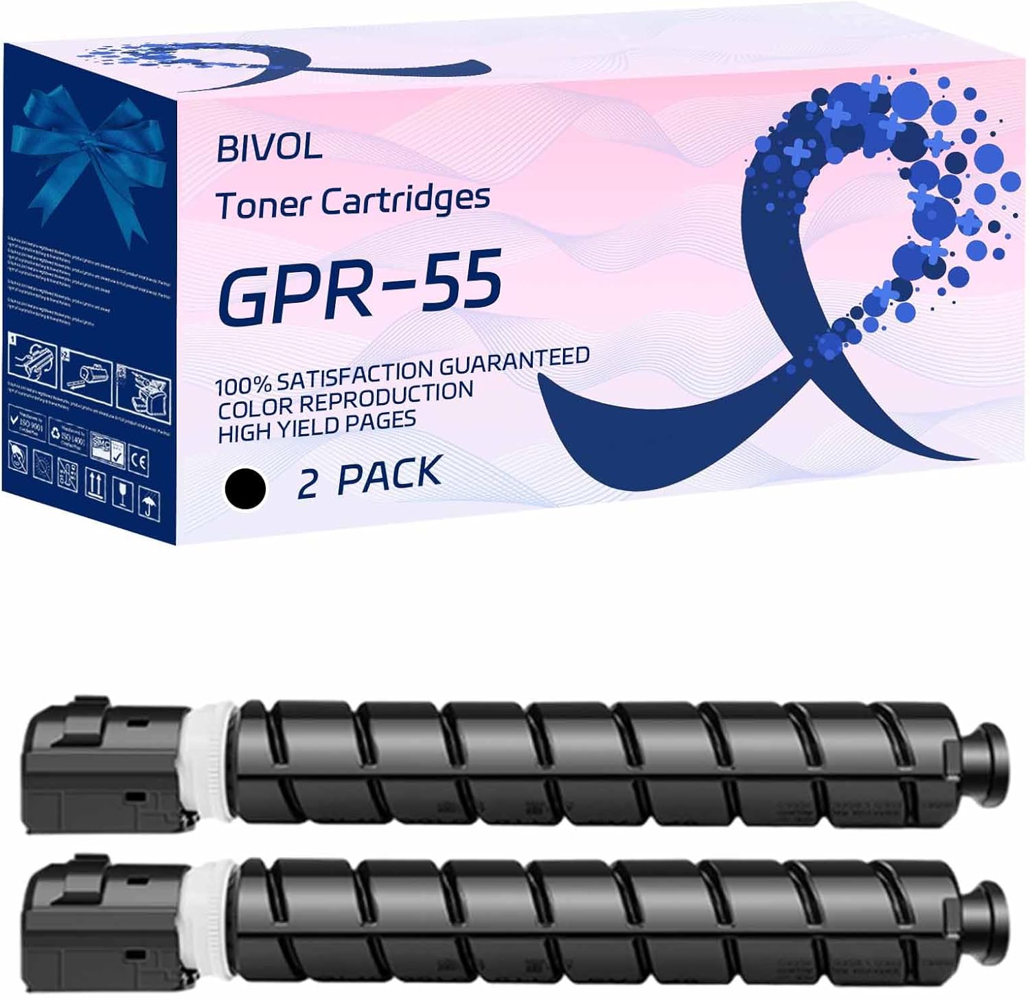 BIVOL GPR-55 Toner Cartridges Compatible for Canon imageRUNNER Advance C5560i C5560i II C5560i III Printers, High Yield 70000 Pages (2 Pack Black)