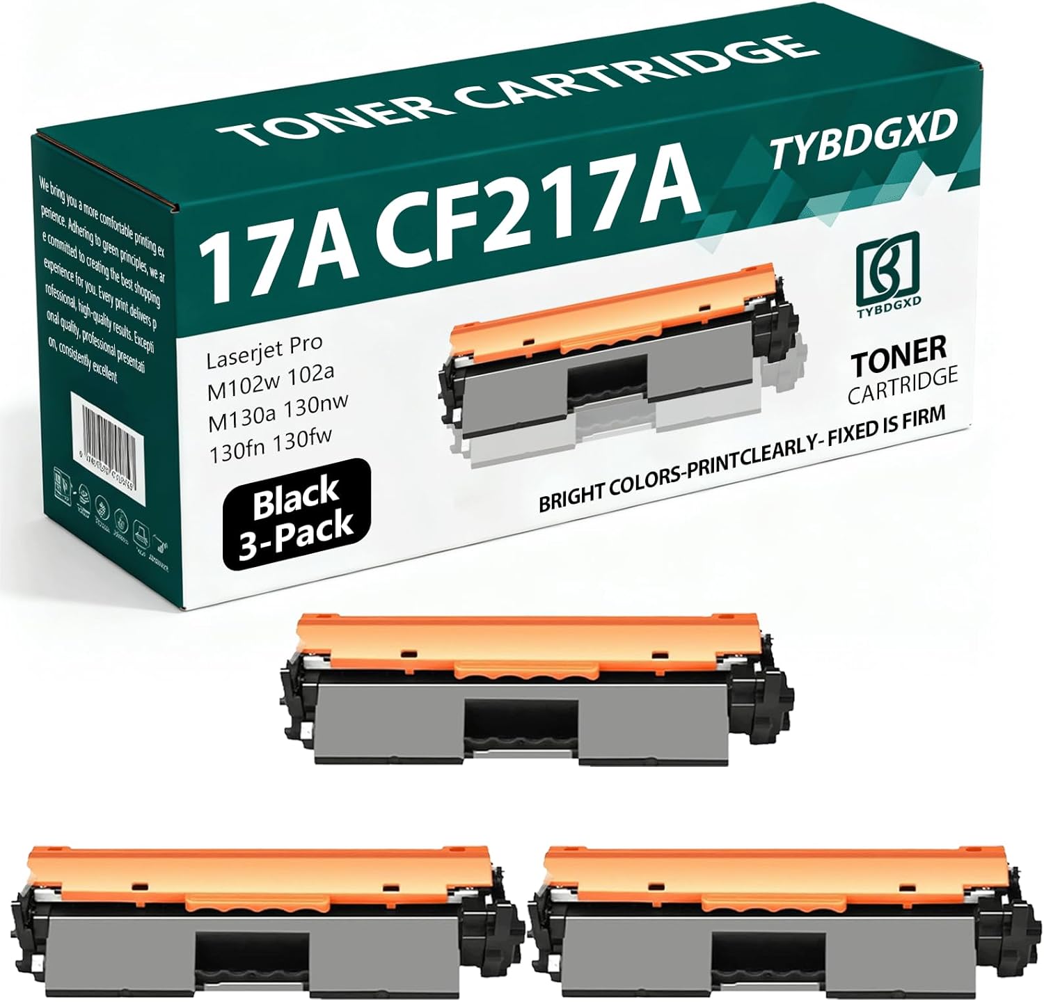 TYBDGXD 17A CF217A High Yield Black 1,600 Pages Toner Cartridge Compatible for HP Compatible Replacement for HP LaserJet Pro M102w 102a M130a 130nw 130fn 130fw Printers,3-Pack
