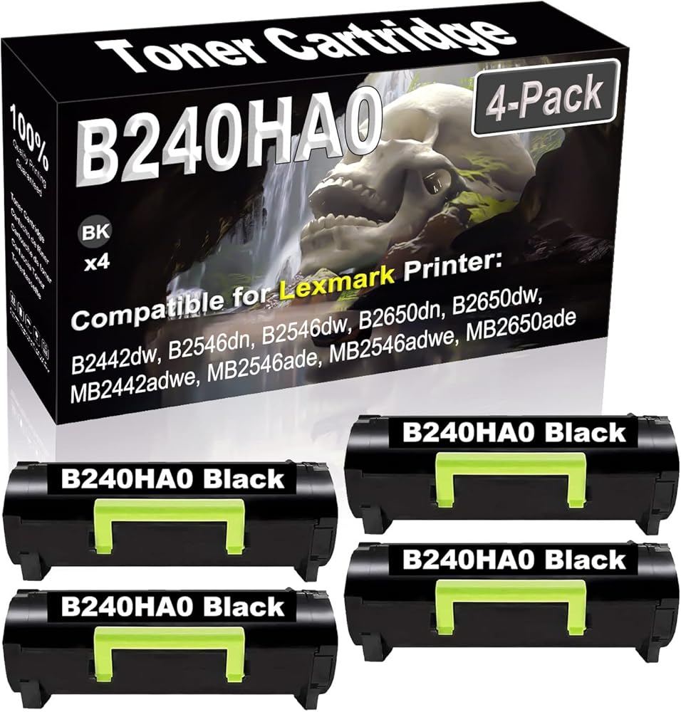 SINIYA 4-Pack (Black) Compatible B2442dw B2546dn B2546dw B2650dn B2650dw MB2442adwe Laser Printer Cartridge (High Capacity) Replacement for B240HA0 Printer Cartridge