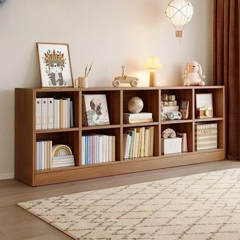 CraftThink Bookcase, Contemporary Wood Storage-Cabinet with Closed Back Bookshelf for Compact Storage Home Office Furniture - Nut-Brown 71
