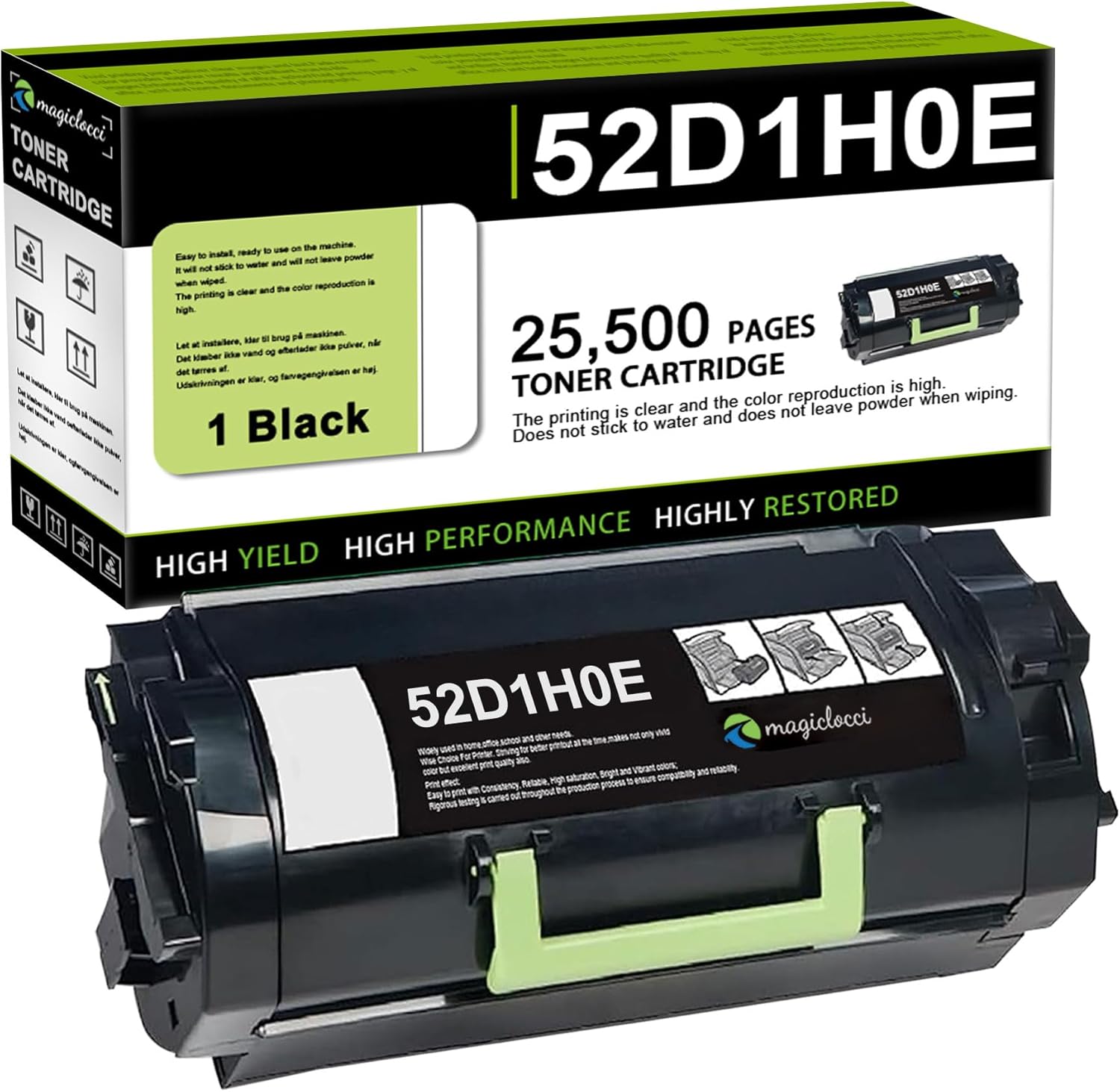 52D1H0E High Yield Black Toner Cartridge (1-Pack) Replacement for Lexmark 52D1H00 52D1H0E Toner Cartridge for MS710, MS711, MS810, MS811, MS812 Laser Printer [25,500 Pages]