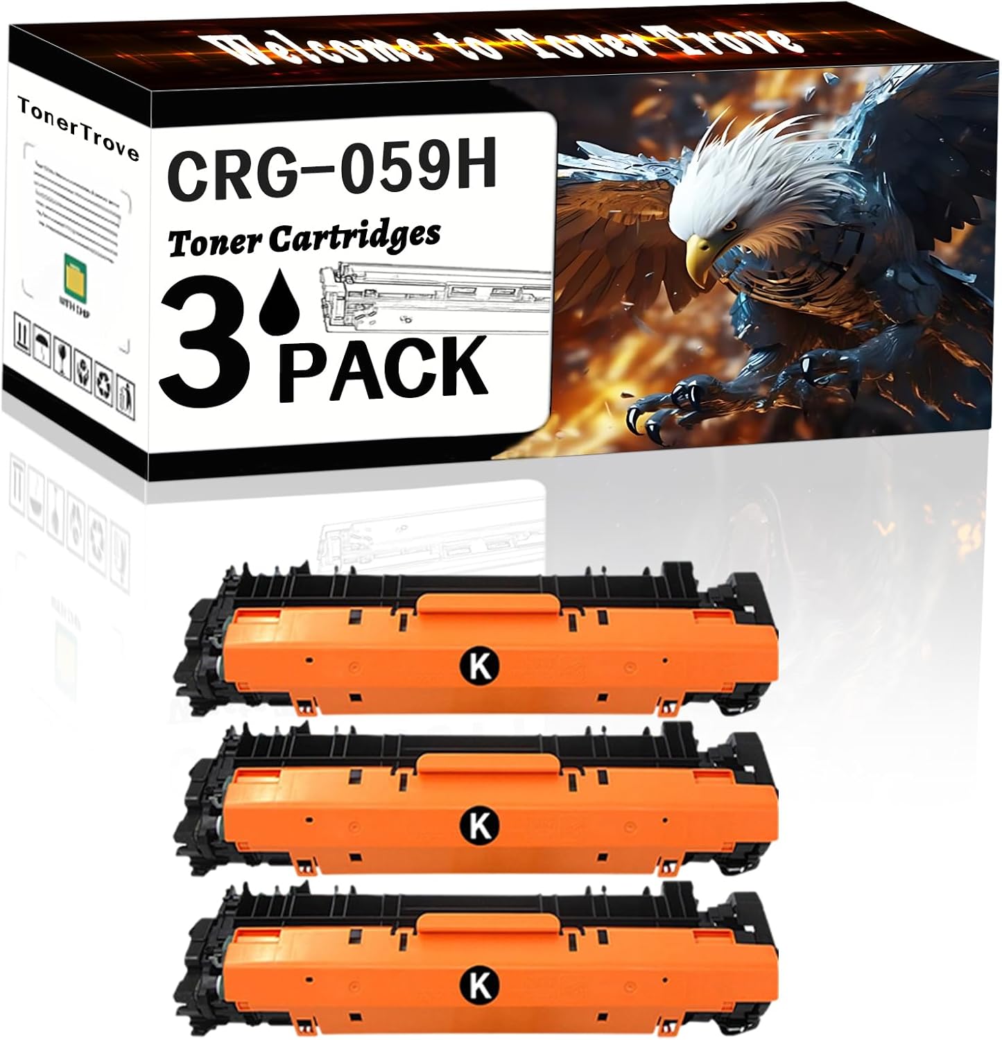 CRG-059H Toner Cartridges Compatible for Canon LBP852Ci LBP851C Printers, Office Printing is Easy Clear Smooth (3 Pack Black)
