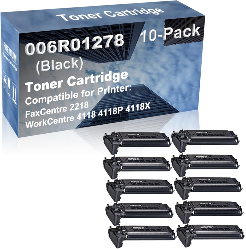 10-Pack Compatible High Capacity 006R01278 Toner Cartridge use for FaxCentre 2218 WorkCentre 4118 4118P 4118X Printer (Black)