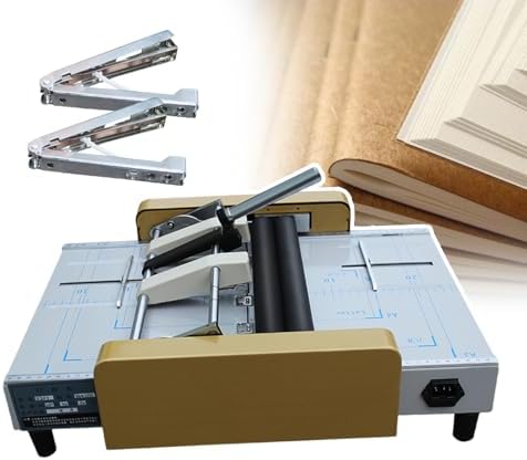 DLYZAYE Folding Binding Machine, Flat Booklet Maker and Stapler, A3+ Size Paper Folding Machine with Box of Staples for Efficient Pamphlet Making ()