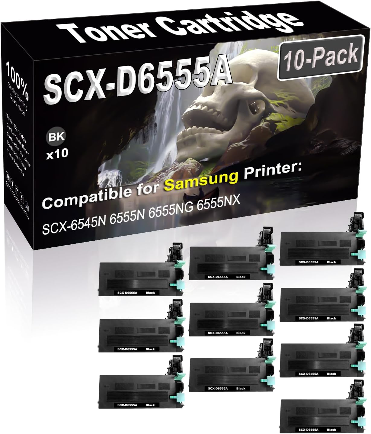 10-Pack (Black) Compatible High Yield SCX-D6555A Laser Printer Toner Cartridge use for Samsung SCX-6545N 6555N 6555NG 6555NX Printer