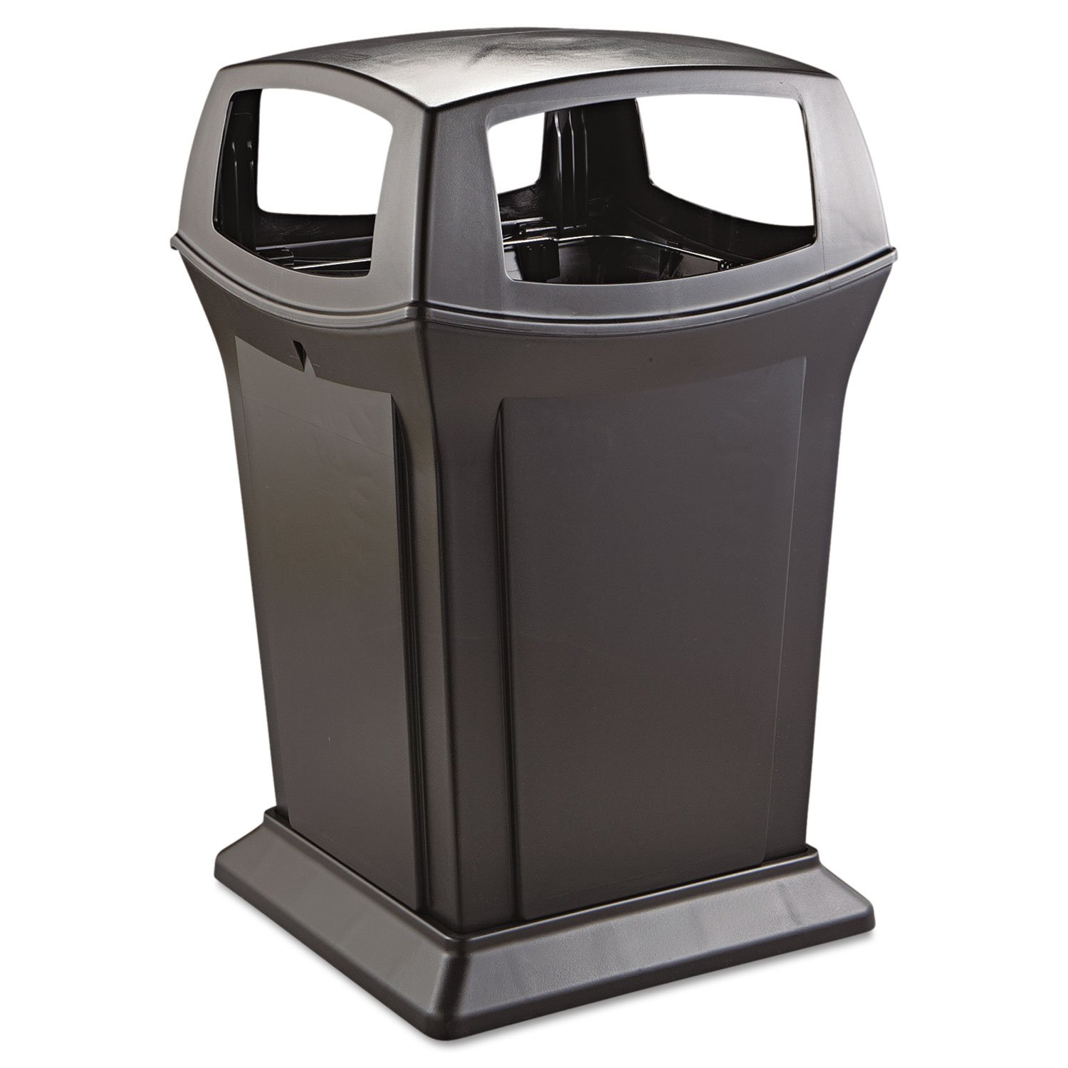 Rubbermaid Commercial Products Ranger Outdoor Trash Can with Lid 45-Gallon Plastic Black Indoor/Outdoor Garbage Can for Parks/Shopping Malls/Festivals/Stadiums
