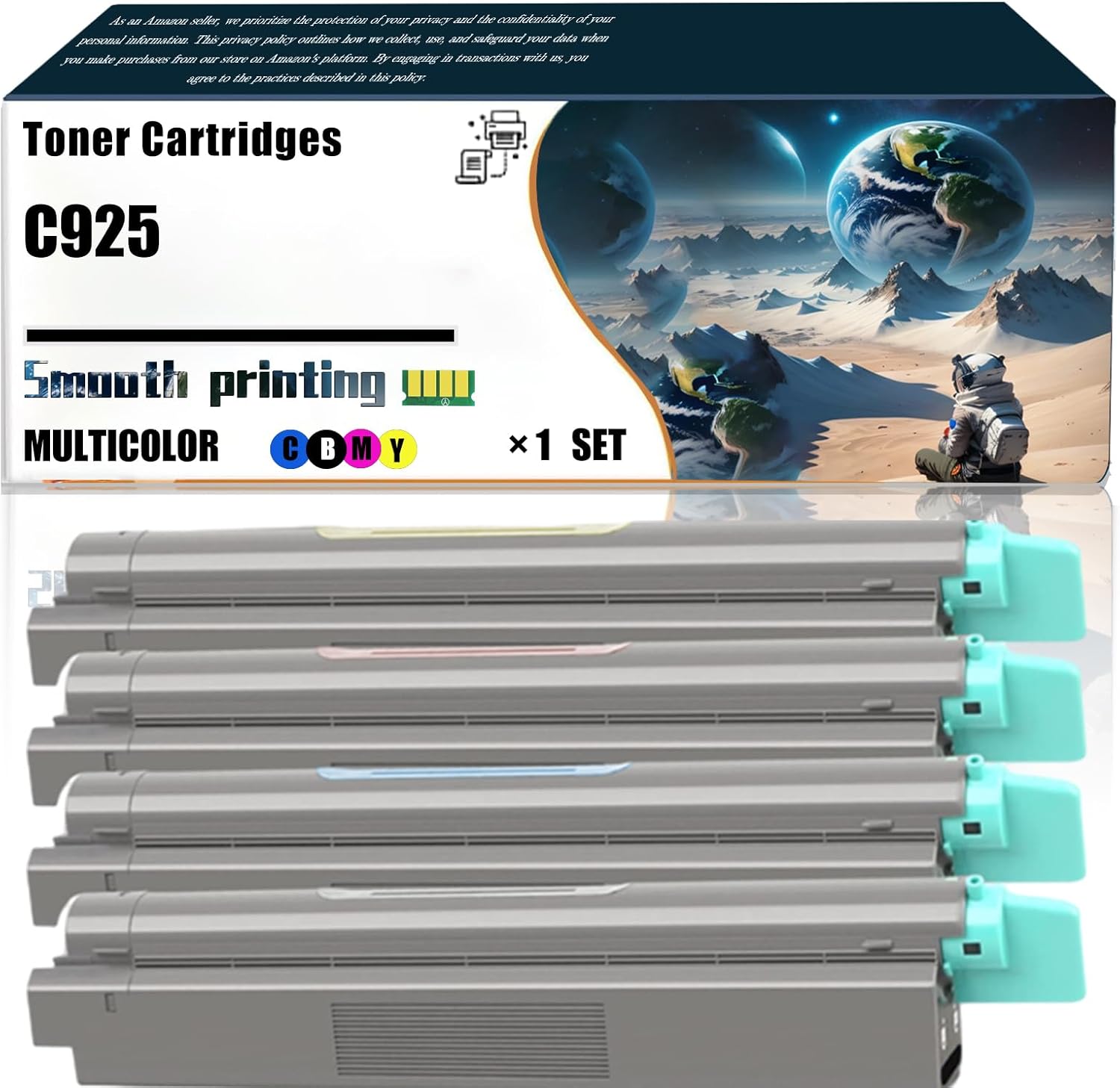 Replacement Parts Toner Cartridges C925 Compatible with Lexmark C925 C925DE X925 X925DE Printers, Contains Chip and Clear Printing (4-Pack BK/C/M/Y)