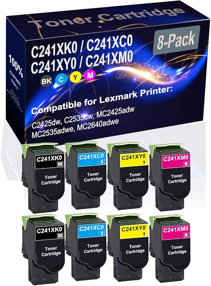 Kolasels 8-Pack (2BK+2C+2Y+2M) Compatible High Yield C241XK0 C241XC0 C241XY0 C241XM0 Printer Toner Cartridge use for C2425dw C2535dw MC2425adw Printers