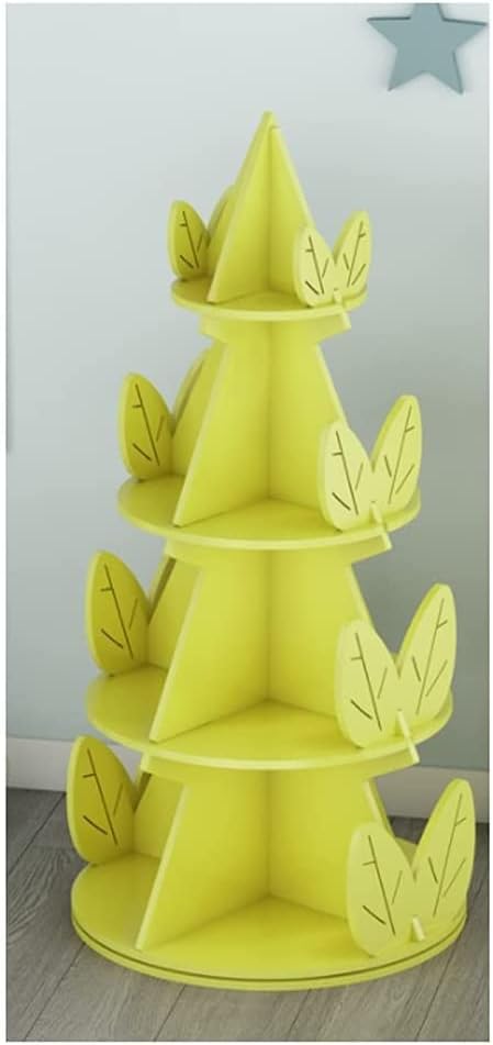 LSHAOBO Bookshelf Tree Shaped Rotating Display Rack Living Room Bedroom Window Simple Shelf Bookcase Decoration(Color:Yellow)