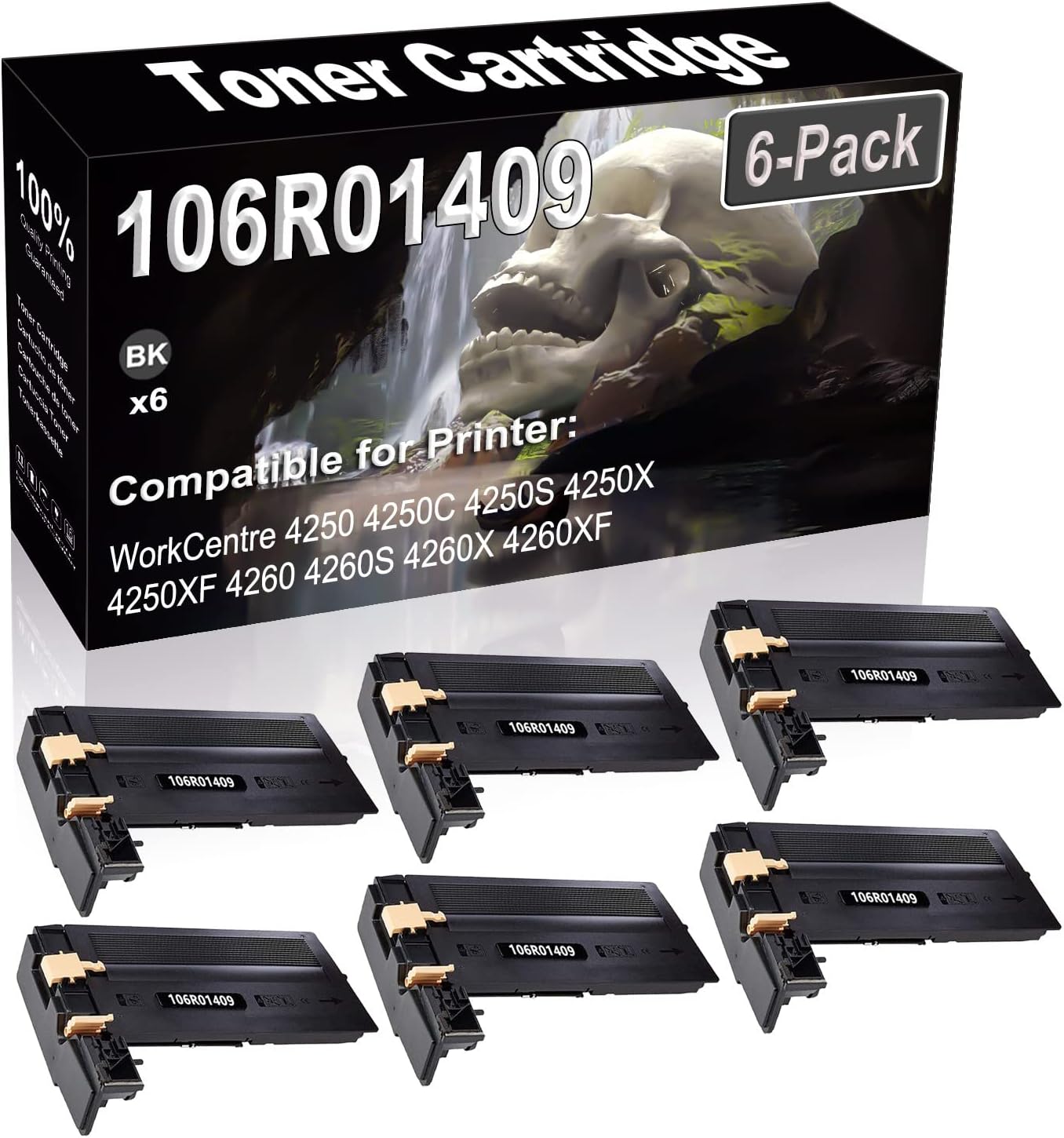 SINIYA 6-Pack (Black) Compatible High Yield 106R01409 Laser Printer Toner Cartridge use for WorkCentre 4250 4250C 4250S 4250X 4250XF 4260 4260S 4260X 4260XF Printer