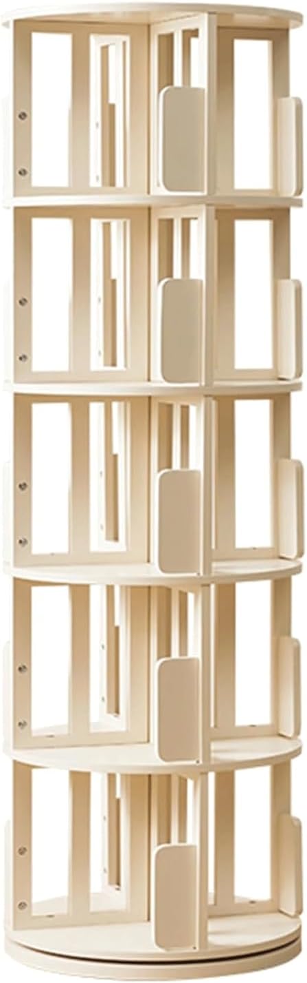 FENOKD Simple Rotating Solid Wood Bookshelves for Living Room Bedroom Study Classroom Swivel Stable Book Shelf (Wood 193 * 45.5cm)