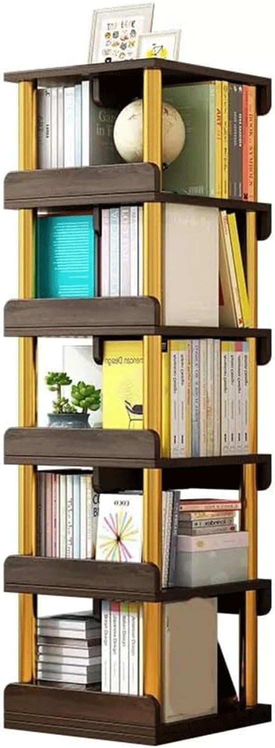 Flexible Bookcases 360° Rotating Bookshelf 4/5 Tiers Standing Bookcase Open Book Rack for Living Room Home Picture Book Book Shelf Organizer Perfect Furniture