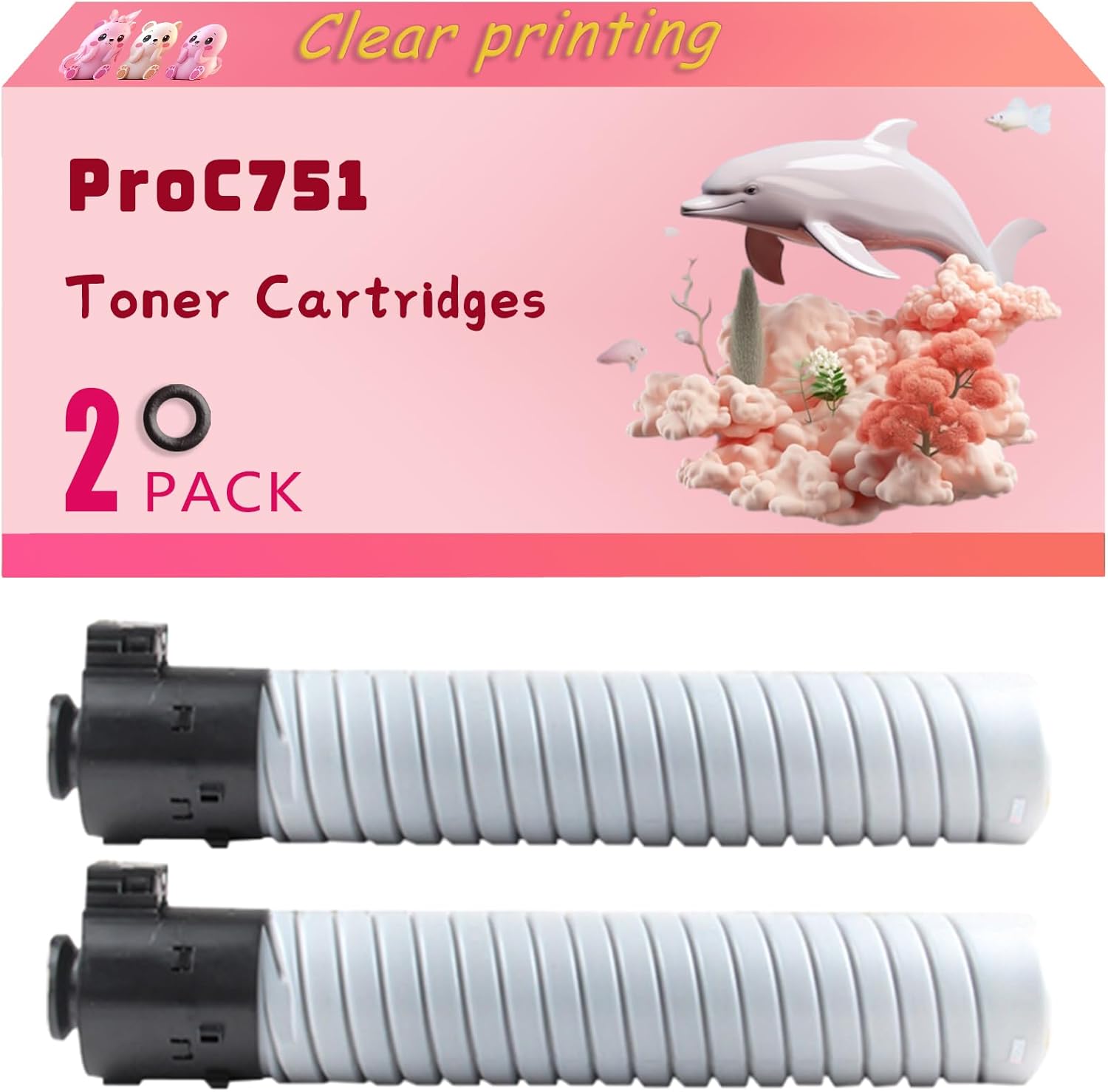 LECUU ProC751 Toner Cartridges Compatible for Ricoh Pro C651EX C751 C751EX Printers, High Yield 48500 Pages, Clear Bright Colors (2 Pack Black)