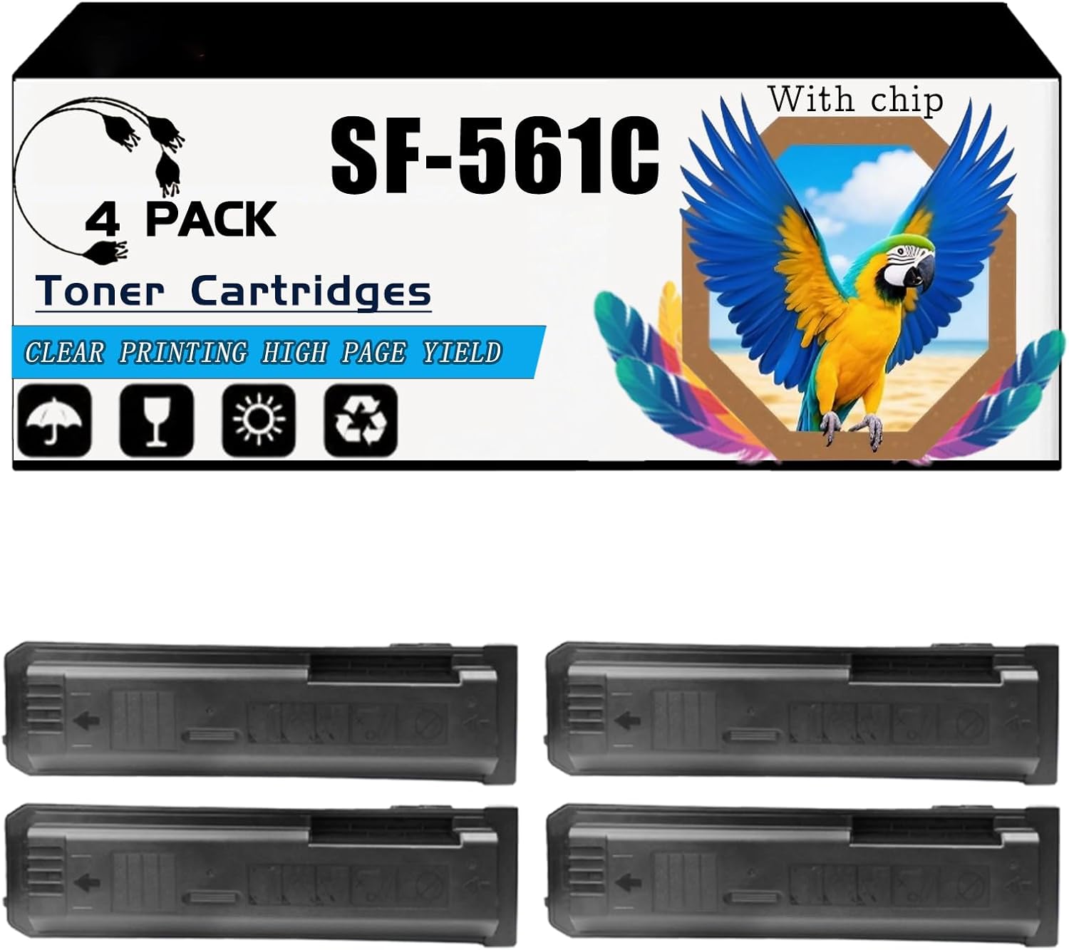 KYTGV Compatible for Sharp SF-S502D S602D S352R S402R S502R Printers, SF-561CT Toner Cartridges, High-Yield 40000 Pages, Strong Print Clarity (4 Pack Black)