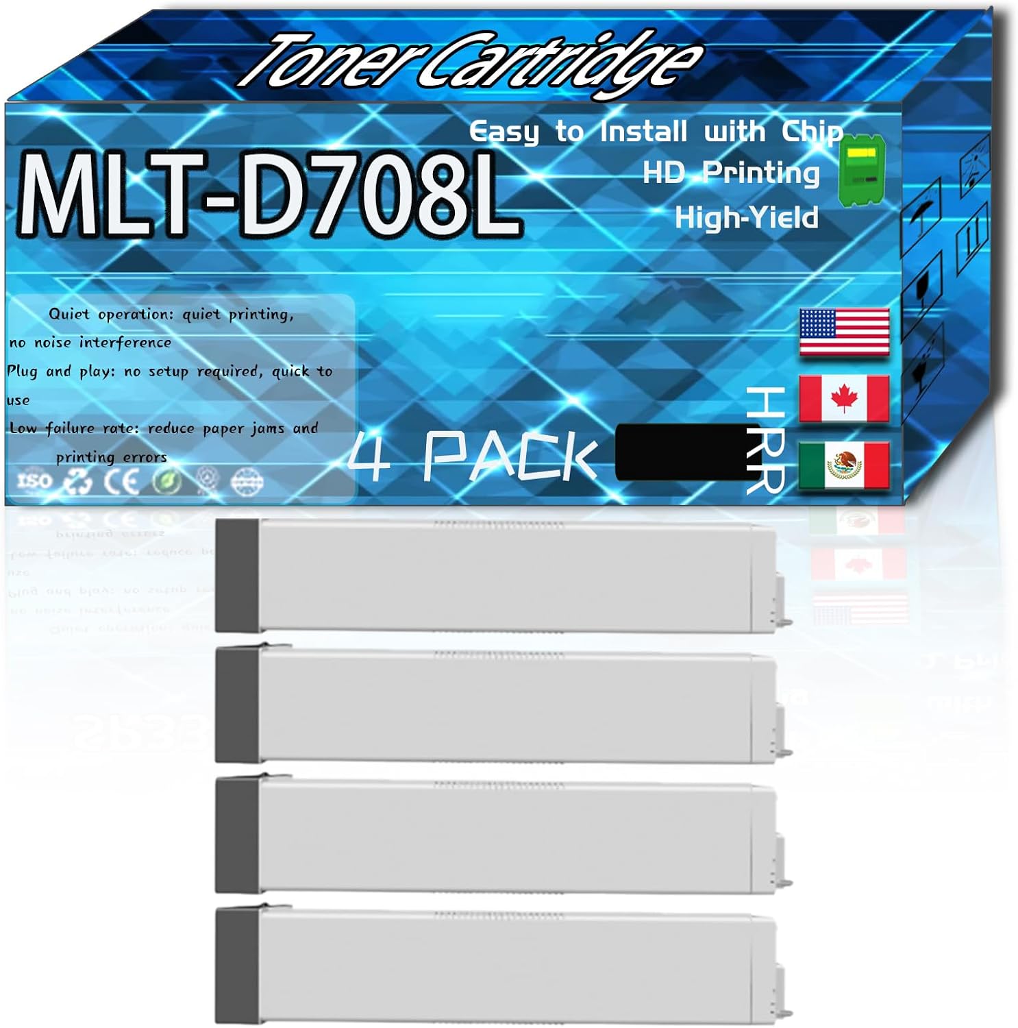 MLT-D708L Toner Cartridge Compatible for Samsung MultiXpress K4250LX K4300LX K4350LX Printers, High Production Replacement (4 Pack Black)