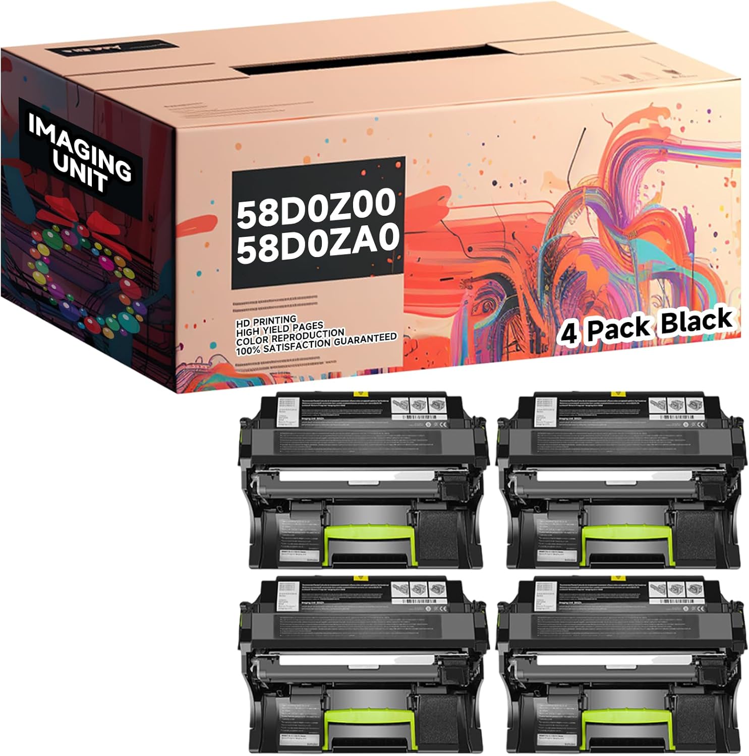 Compatible with Lexmark MX721adhe MX722ade MX722adhe MX822ade MX822adxe MX826ade MX826adxe Black Imaging Unit, 58D0Z00 58D0ZA0 Drum Unit, High Yield 160000 Pages (4 Pack Black)