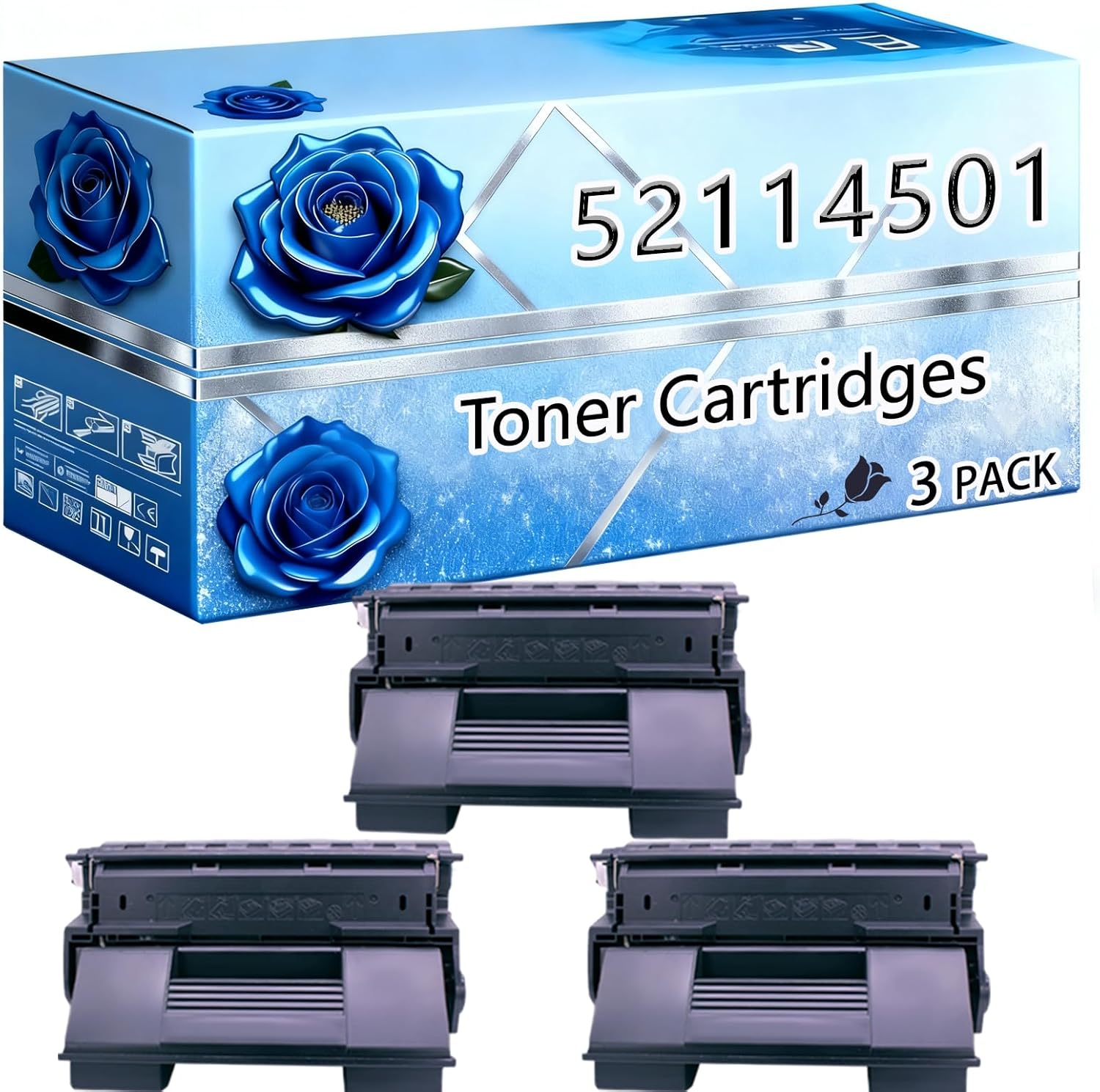 BIVOL Compatible Toner Cartridges Replacement for Okidata OKI 52114501 High Yield 20000 Pages B6200 B6300 B6300N Printers (3 Pack Black)
