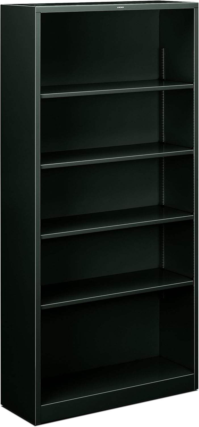 HON Metal Bookcase - Bookcase with Two Shelves, 34-1/2w x 12-5/8d x 72h, Charcoal (HS30ABC)