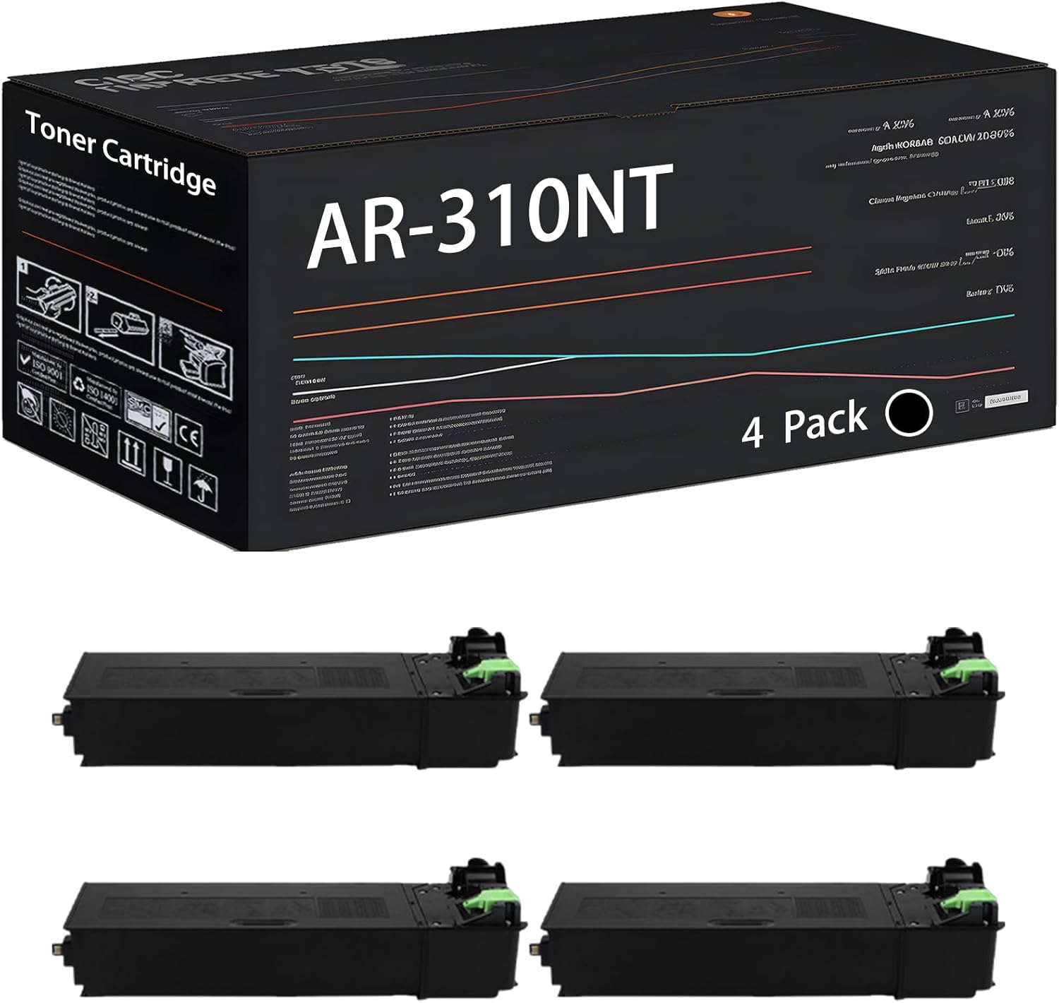 UVUMB Compatible with Sharp AR-310NT Toner Cartridge Work for Sharp AR-M257 AR-M208 AR-235 AR-M208N Printers, with Chip, High Yield 35000 Pages, High-Definition Printing (4 Pack Black)